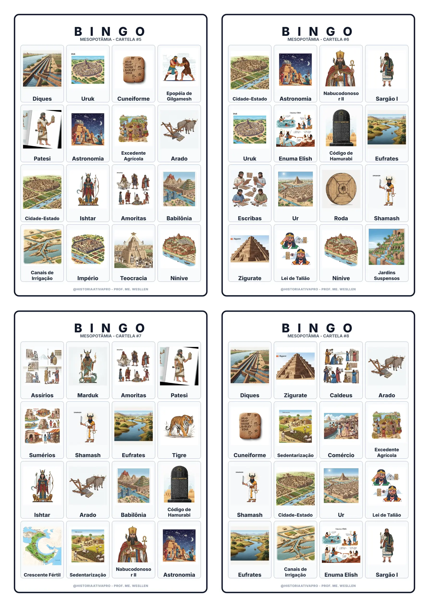Bingo de História: Mesopotâmia - 6º Ano — amostra 4: Jogo de Bingo sobre a Mesopotâmia, escrita cuneiforme e Código de… Bingo de História: Mesopotâmia - 6º Ano — amostra 4: Jogo de Bingo sobre a Mesopotâmia, escrita cuneiforme e Código de…
