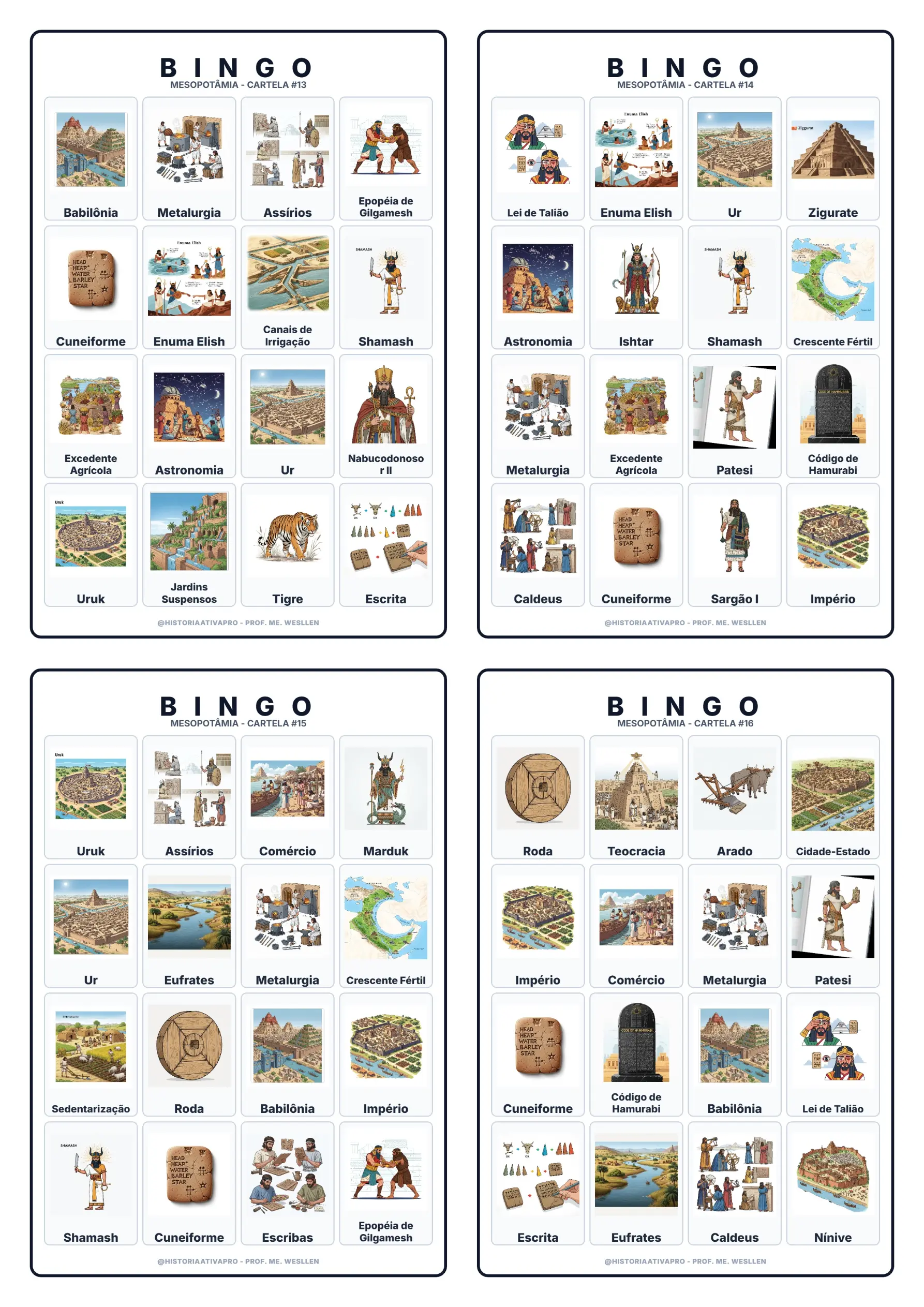 Bingo de História: Mesopotâmia - 6º Ano — amostra 6: Jogo de Bingo sobre a Mesopotâmia, escrita cuneiforme e Código de… Bingo de História: Mesopotâmia - 6º Ano — amostra 6: Jogo de Bingo sobre a Mesopotâmia, escrita cuneiforme e Código de…