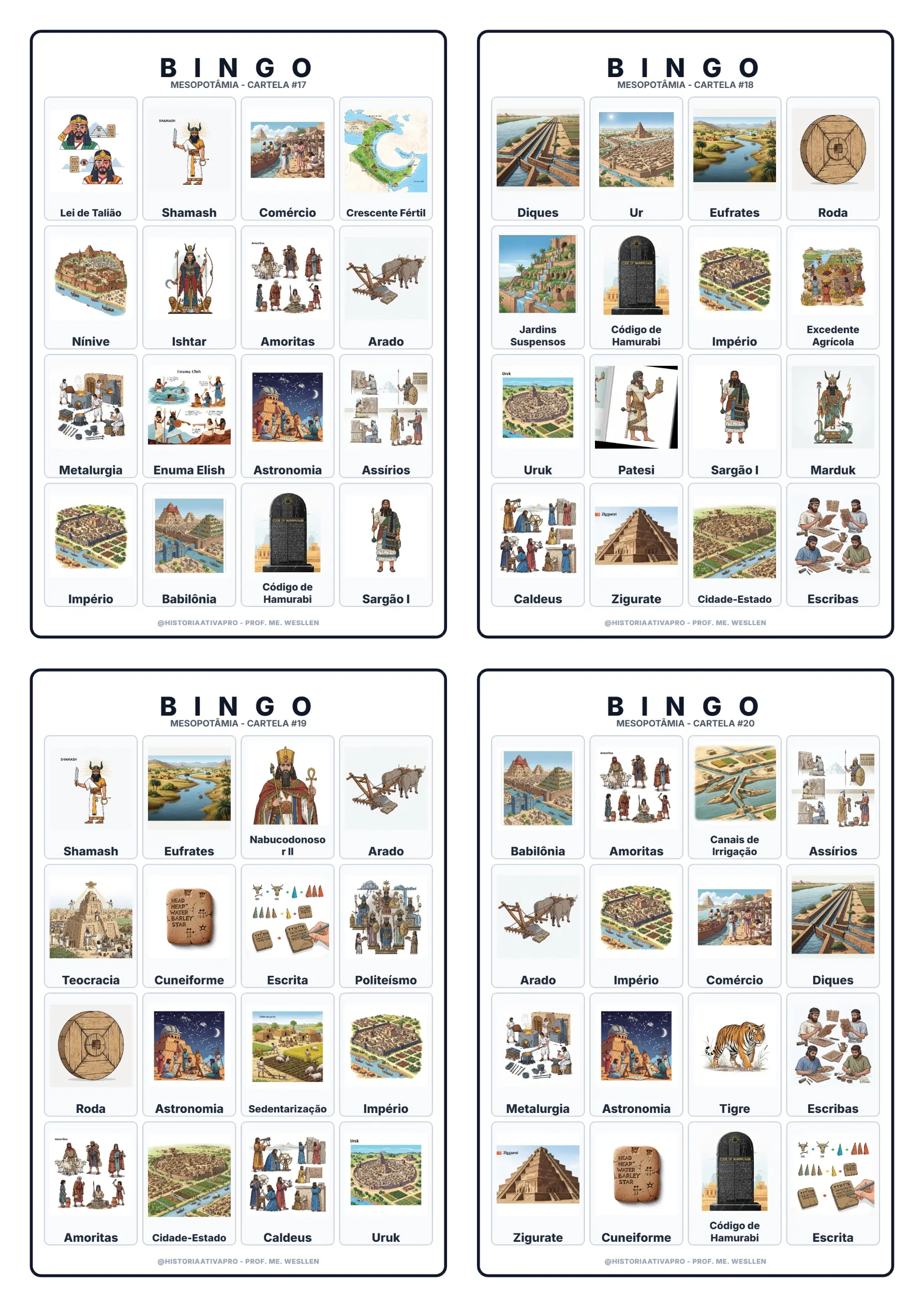 Bingo de História: Mesopotâmia - 6º Ano — amostra 7: Jogo de Bingo sobre a Mesopotâmia, escrita cuneiforme e Código de… Bingo de História: Mesopotâmia - 6º Ano — amostra 7: Jogo de Bingo sobre a Mesopotâmia, escrita cuneiforme e Código de…