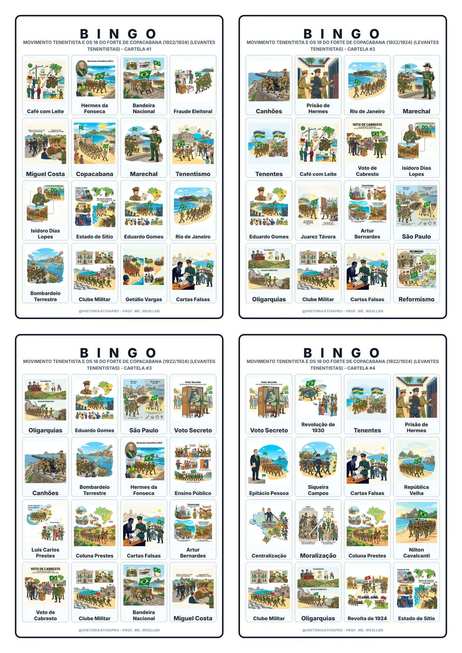 Bingo de História: Movimento Tenentista - 9º Ano — capa do material