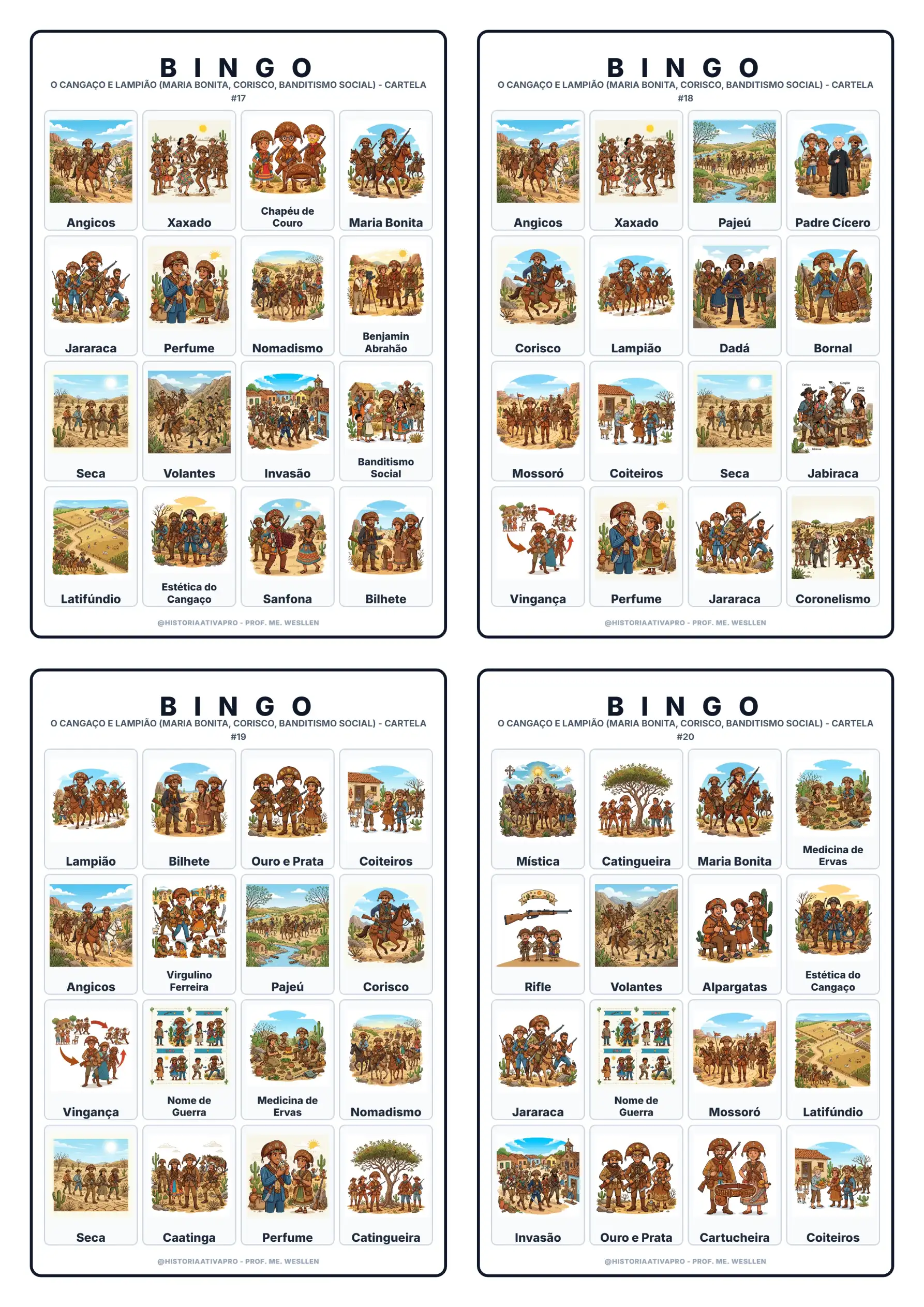 Bingo de História: O Cangaço e Lampião - 9º Ano — amostra 7: Jogo de Bingo sobre O Cangaço, Lampião e Maria Bonita