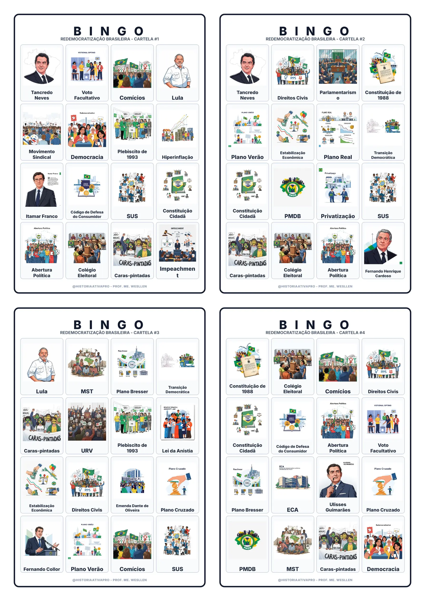 Bingo de História: Redemocratização - 9º Ano — capa do material