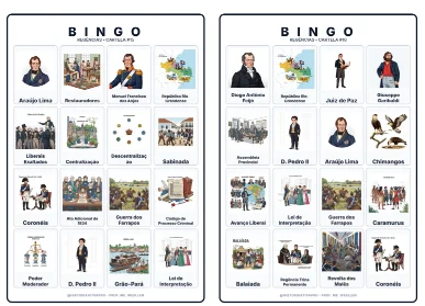 Bingo de História: Regências e Revoltas - 8º Ano — amostra 1: O que é o material? O Bingo de História: Regências e Revoltas…