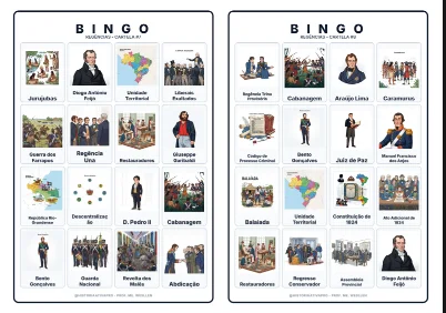 Bingo de História: Regências e Revoltas - 8º Ano — amostra 4: Jogo de Bingo sobre o Período Regencial e as Revoltas…
