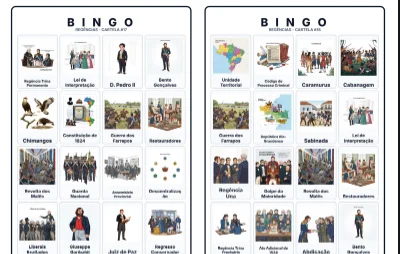 Bingo de História: Regências e Revoltas - 8º Ano — capa do material