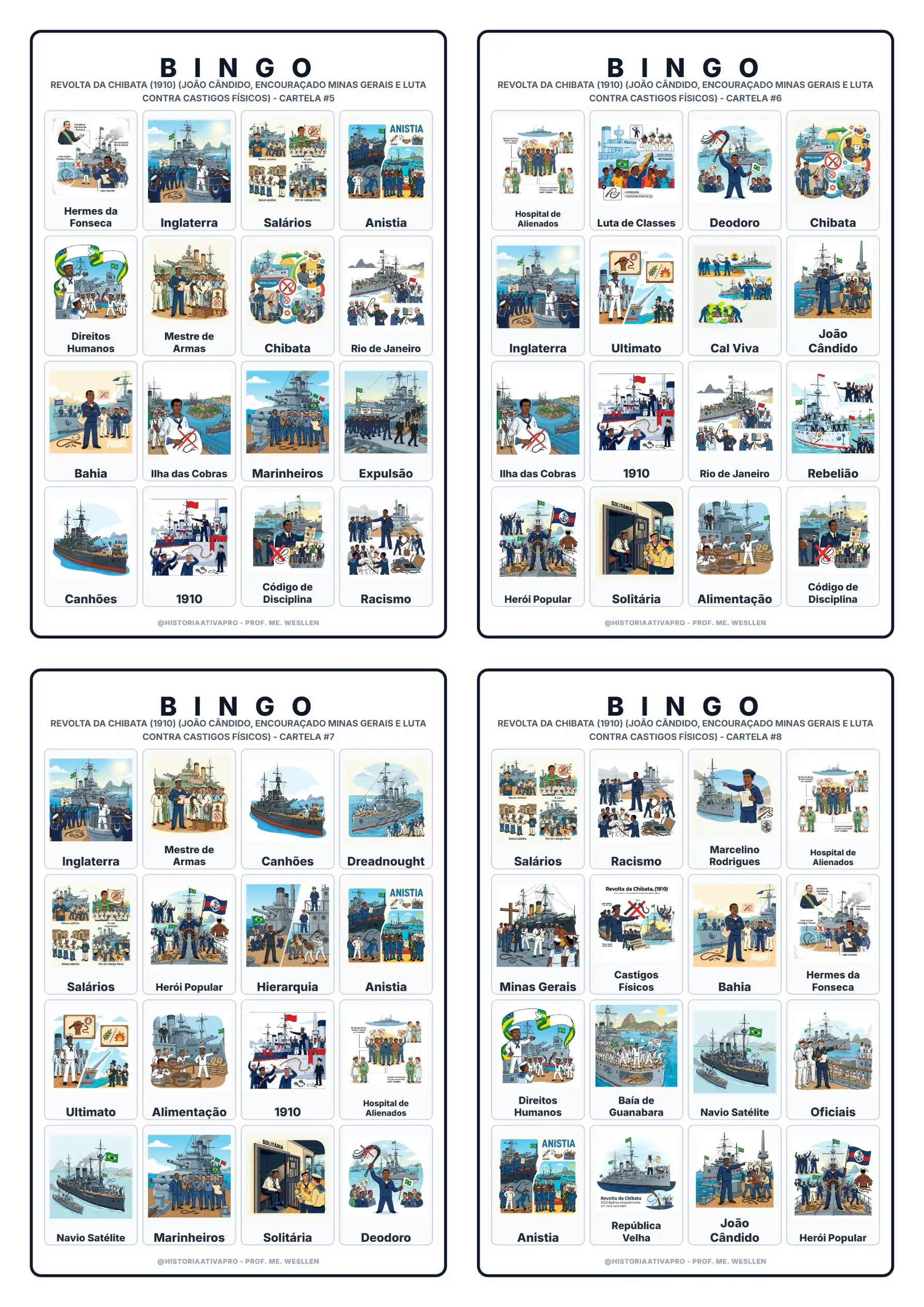 Bingo de História: Revolta da Chibata - 9º Ano — amostra 4: Jogo de Bingo sobre a Revolta da Vacina (1904) no Rio de Janeiro Bingo de História: Revolta da Chibata - 9º Ano — amostra 4: Jogo de Bingo sobre a Revolta da Vacina (1904) no Rio de Janeiro