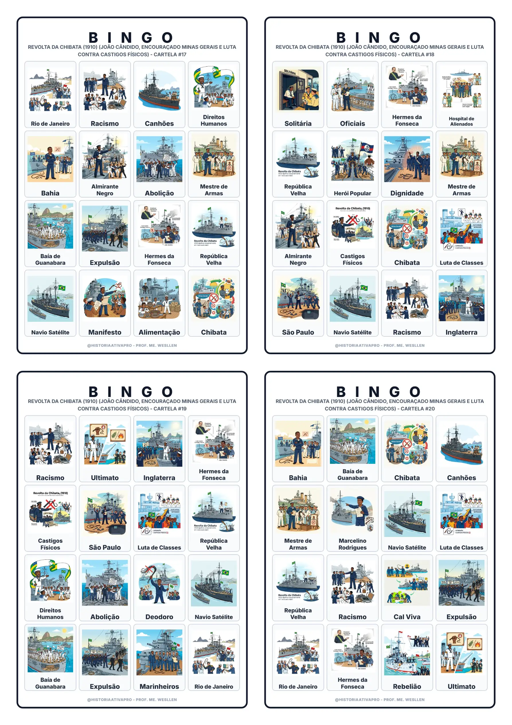 Bingo de História: Revolta da Chibata - 9º Ano — amostra 7: Jogo de Bingo sobre a Revolta da Vacina (1904) no Rio de Janeiro Bingo de História: Revolta da Chibata - 9º Ano — amostra 7: Jogo de Bingo sobre a Revolta da Vacina (1904) no Rio de Janeiro