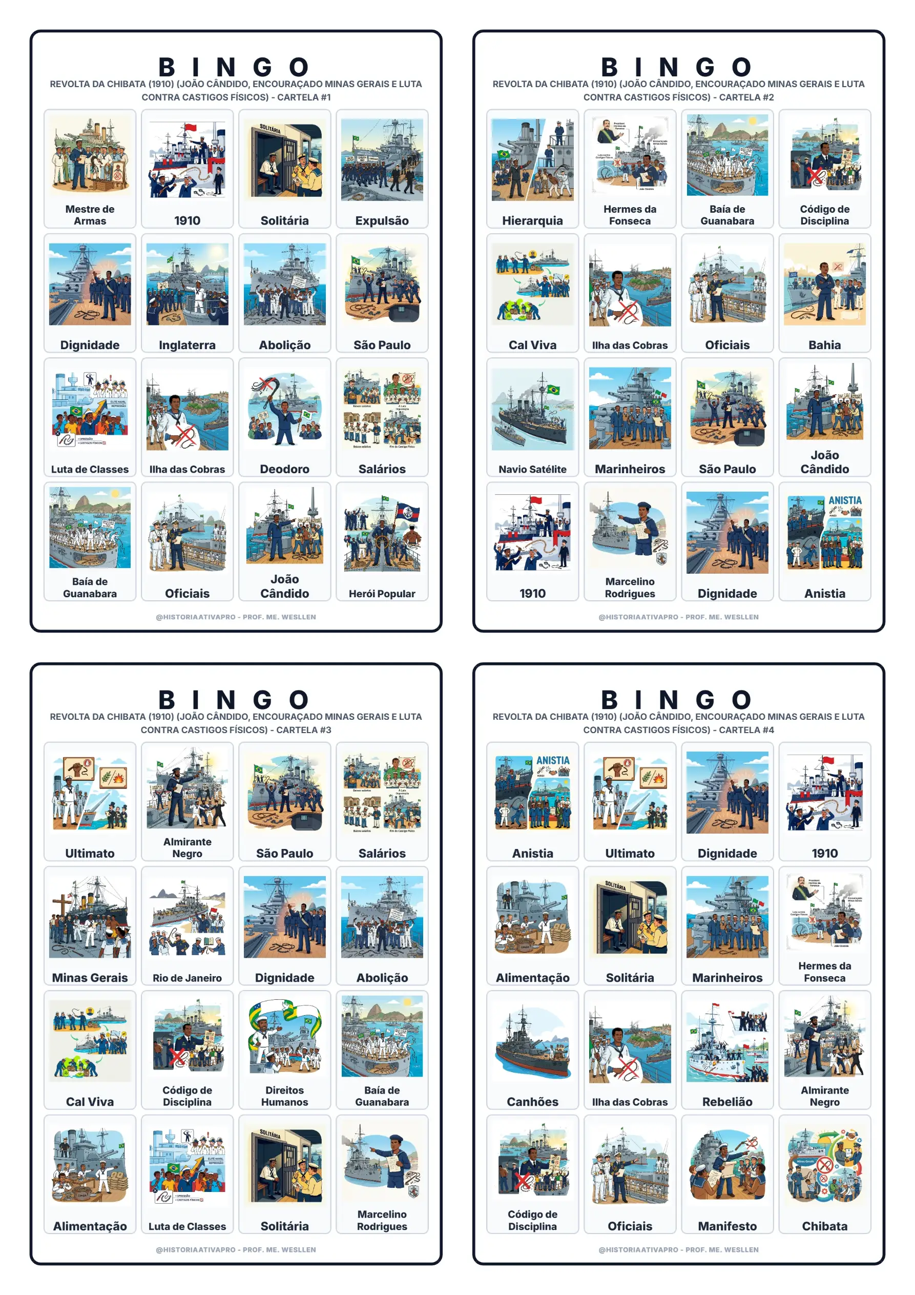 Bingo de História: Revolta da Chibata - 9º Ano — Jogos pedagógicos para Fundamental II (6º–9º): Jogo de Bingo sobre a…