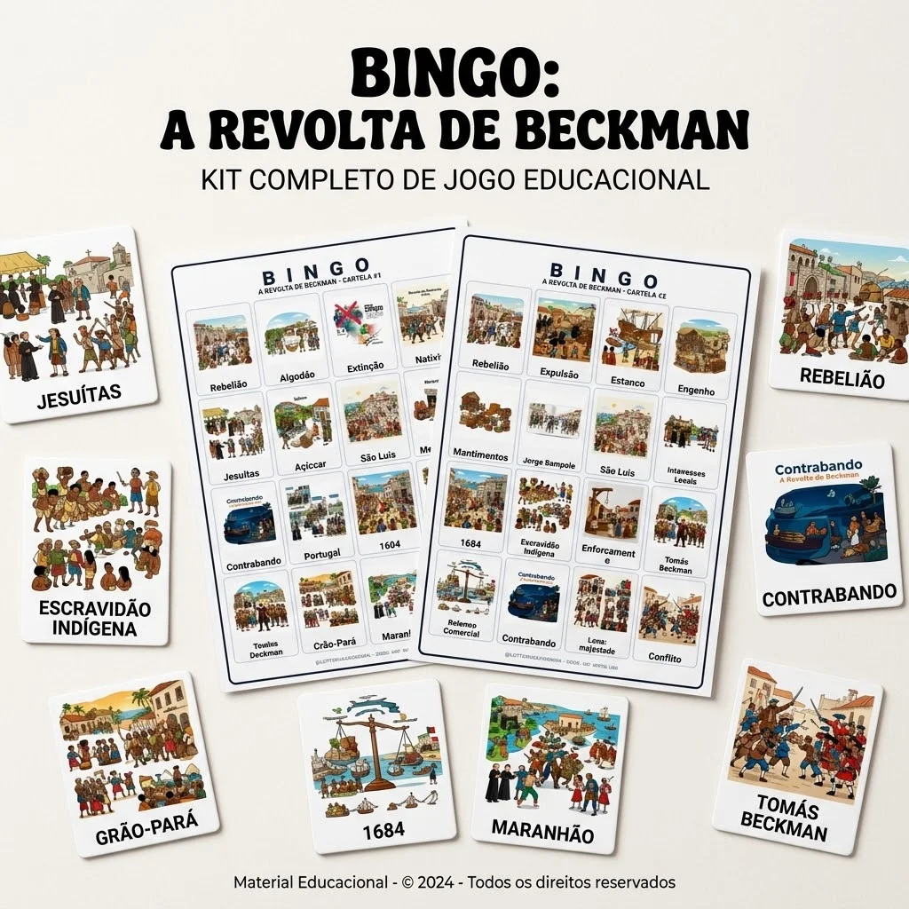 Bingo de História: Revolta de Beckman - 7º Ano — Jogos pedagógicos para Fundamental II (6º–9º): Jogo de Bingo sobre a…