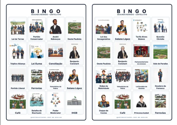 Bingo de História: Segundo Reinado - 8º Ano — amostra 1: O que é o material? O Bingo de História: Segundo Reinado é um…