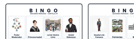 Bingo de História: Segundo Reinado - 8º Ano — amostra 6: Jogo de Bingo sobre o Segundo Reinado (1840–1889) e D