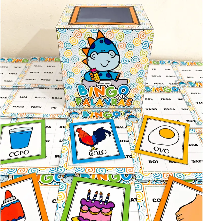 Bingo de Palavras para Alfabetização em PDF — Alfabetização para Educação Infantil: Trabalhe leitura e escrita com um bingo…