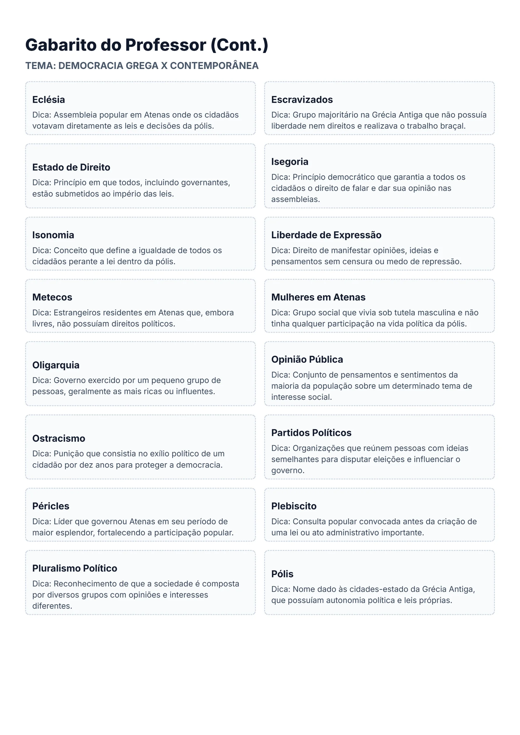 Bingo Democracia e Cidadania: Grécia x Atualidade — amostra 2: Bingo com 40 cartelas comparando a democracia ateniense e a… Bingo Democracia e Cidadania: Grécia x Atualidade — amostra 2: Bingo com 40 cartelas comparando a democracia ateniense e a…