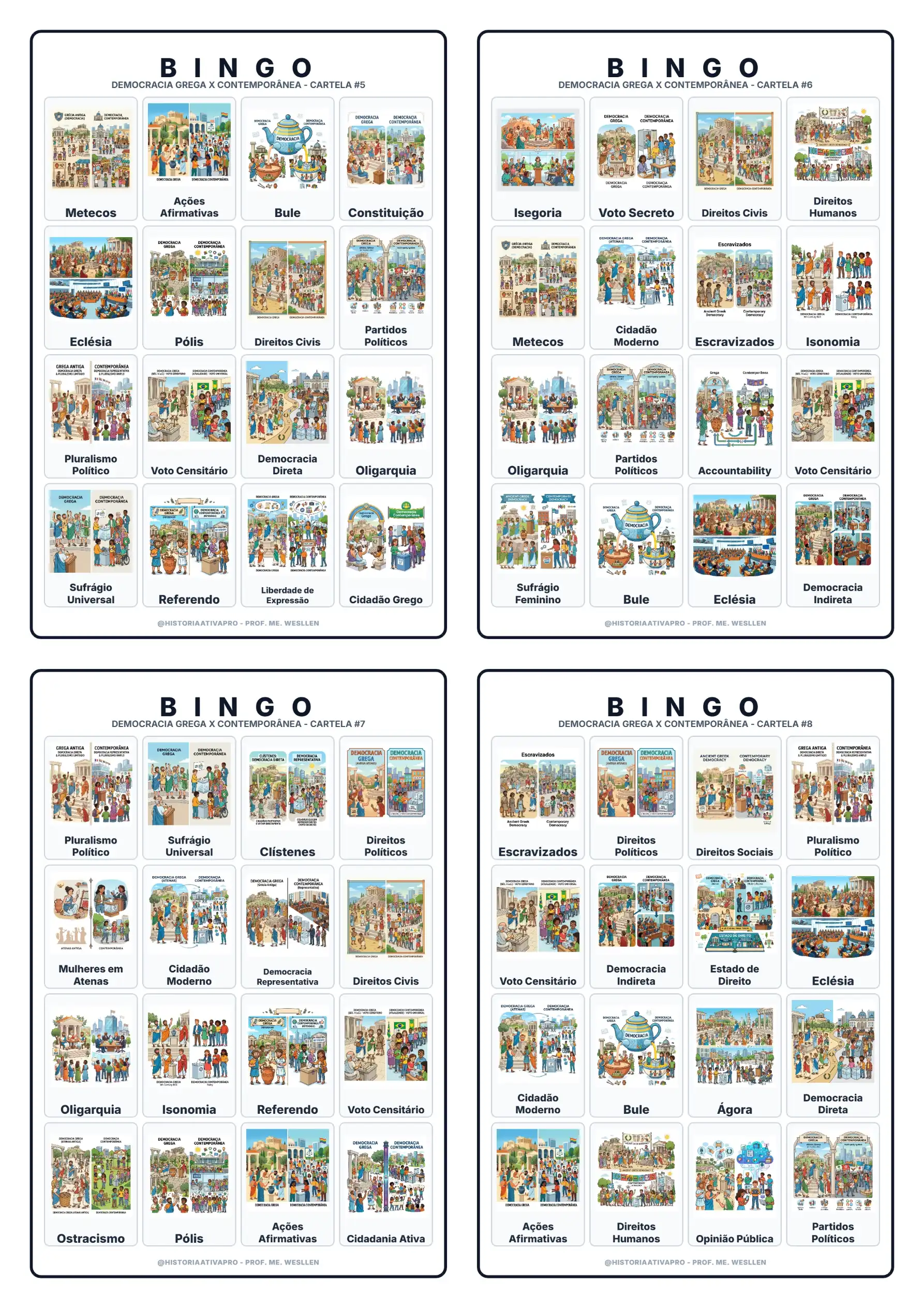 Bingo Democracia e Cidadania: Grécia x Atualidade — amostra 4: Bingo com 40 cartelas comparando a democracia ateniense e a… Bingo Democracia e Cidadania: Grécia x Atualidade — amostra 4: Bingo com 40 cartelas comparando a democracia ateniense e a…