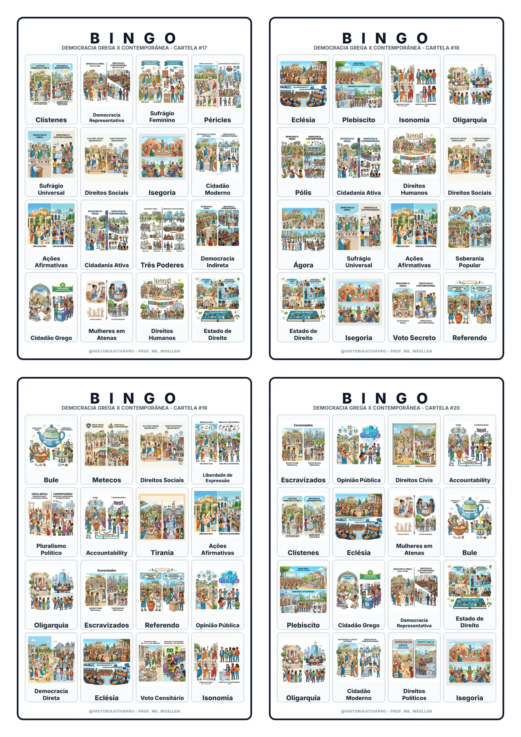 Bingo Democracia e Cidadania: Grécia x Atualidade — amostra 7: Bingo com 40 cartelas comparando a democracia ateniense e a… Bingo Democracia e Cidadania: Grécia x Atualidade — amostra 7: Bingo com 40 cartelas comparando a democracia ateniense e a…
