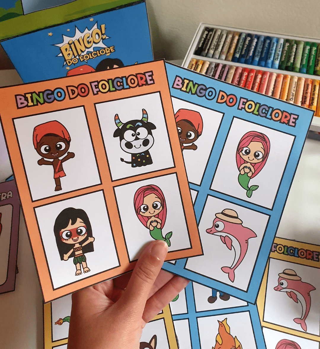 Bingo do Folclore em PDF: 36 Cartelas para Imprimir — amostra 2: O que vem no material