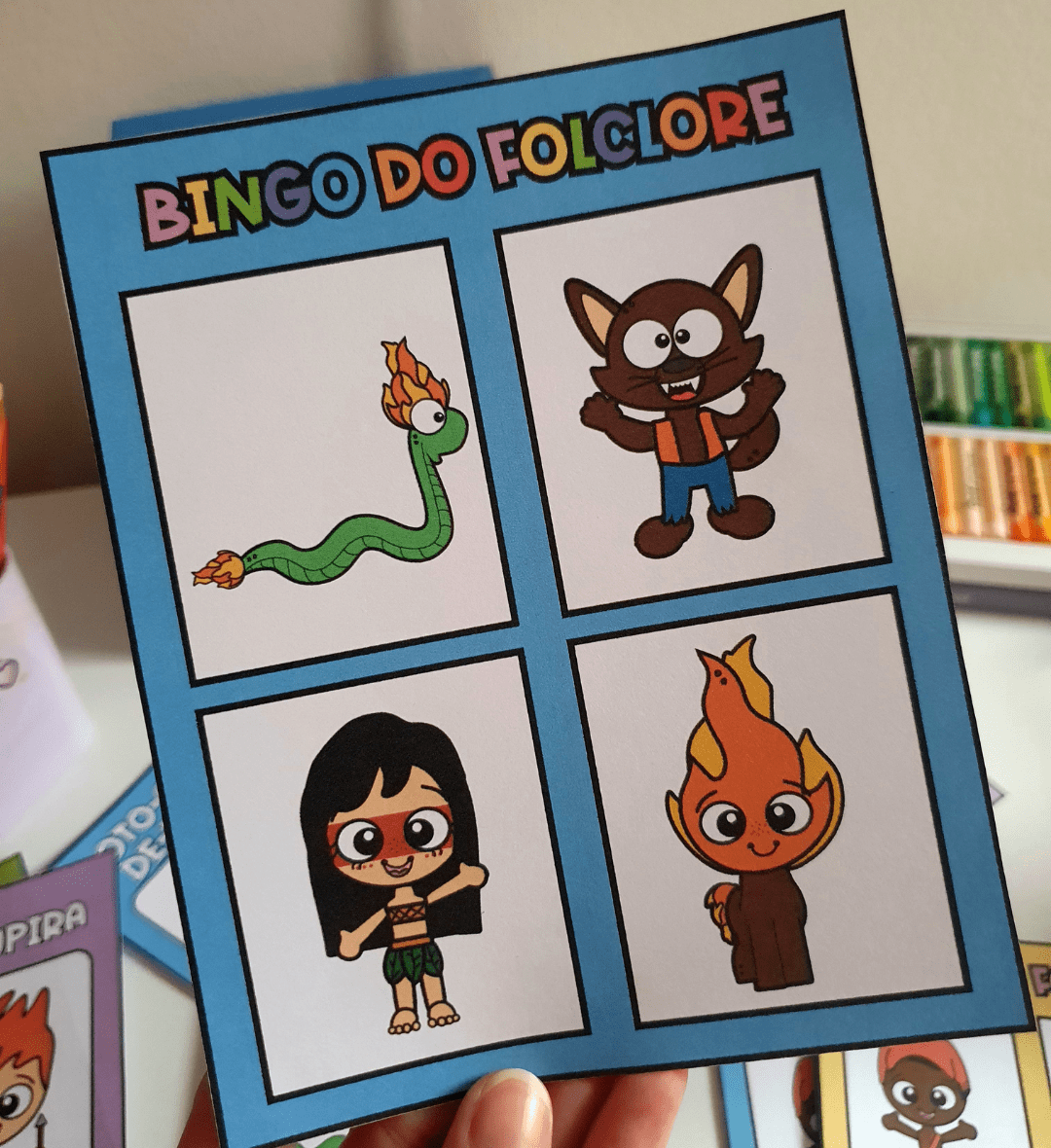 Bingo do Folclore em PDF: 36 Cartelas para Imprimir — amostra 5: Explore personagens do folclore com um bingo em PDF para…