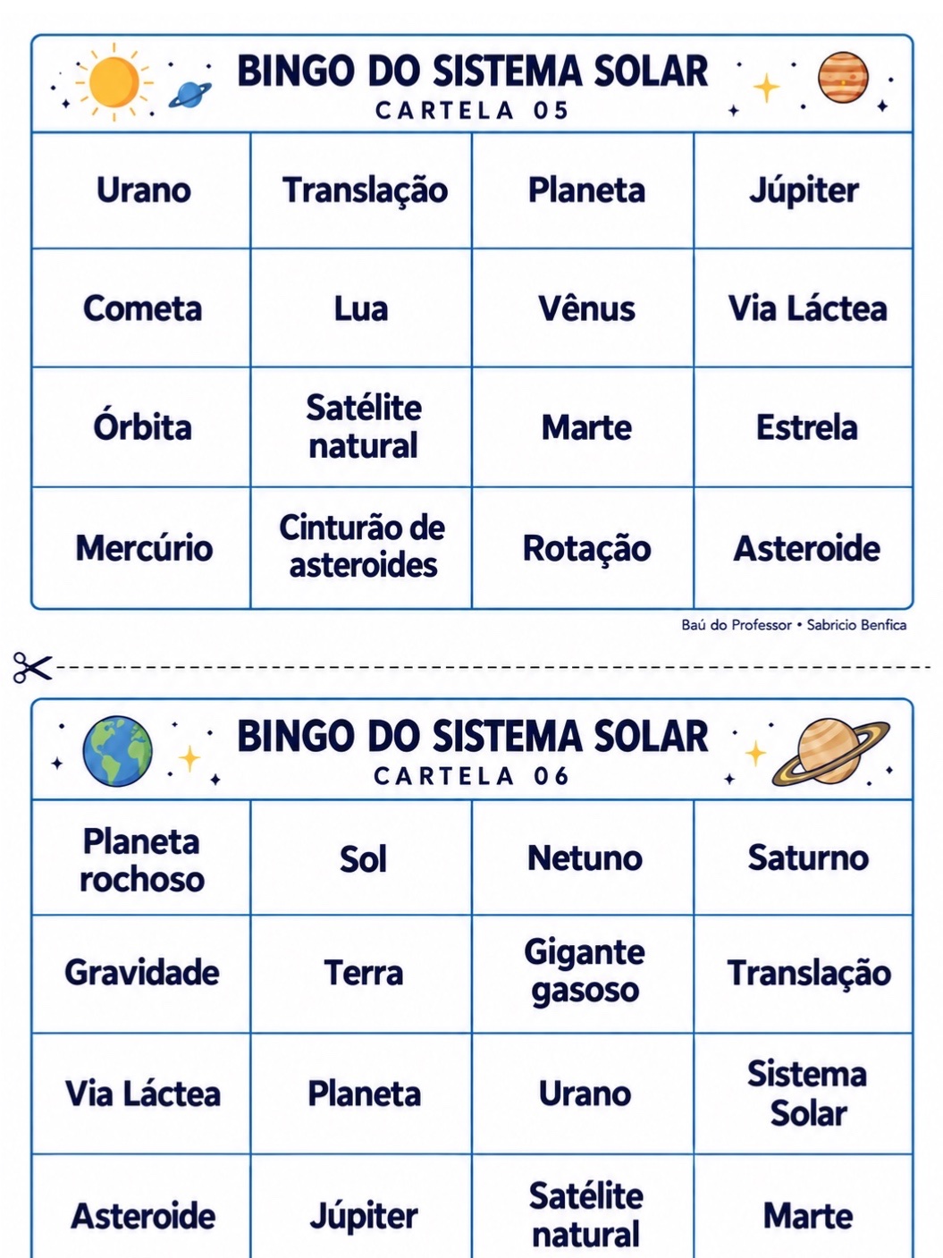 Bingo do Sistema Solar para Imprimir – Jogo de Ciências — amostra 2: Bingo do Sistema Solar em PDF: 20 cartelas, 24 fichas…