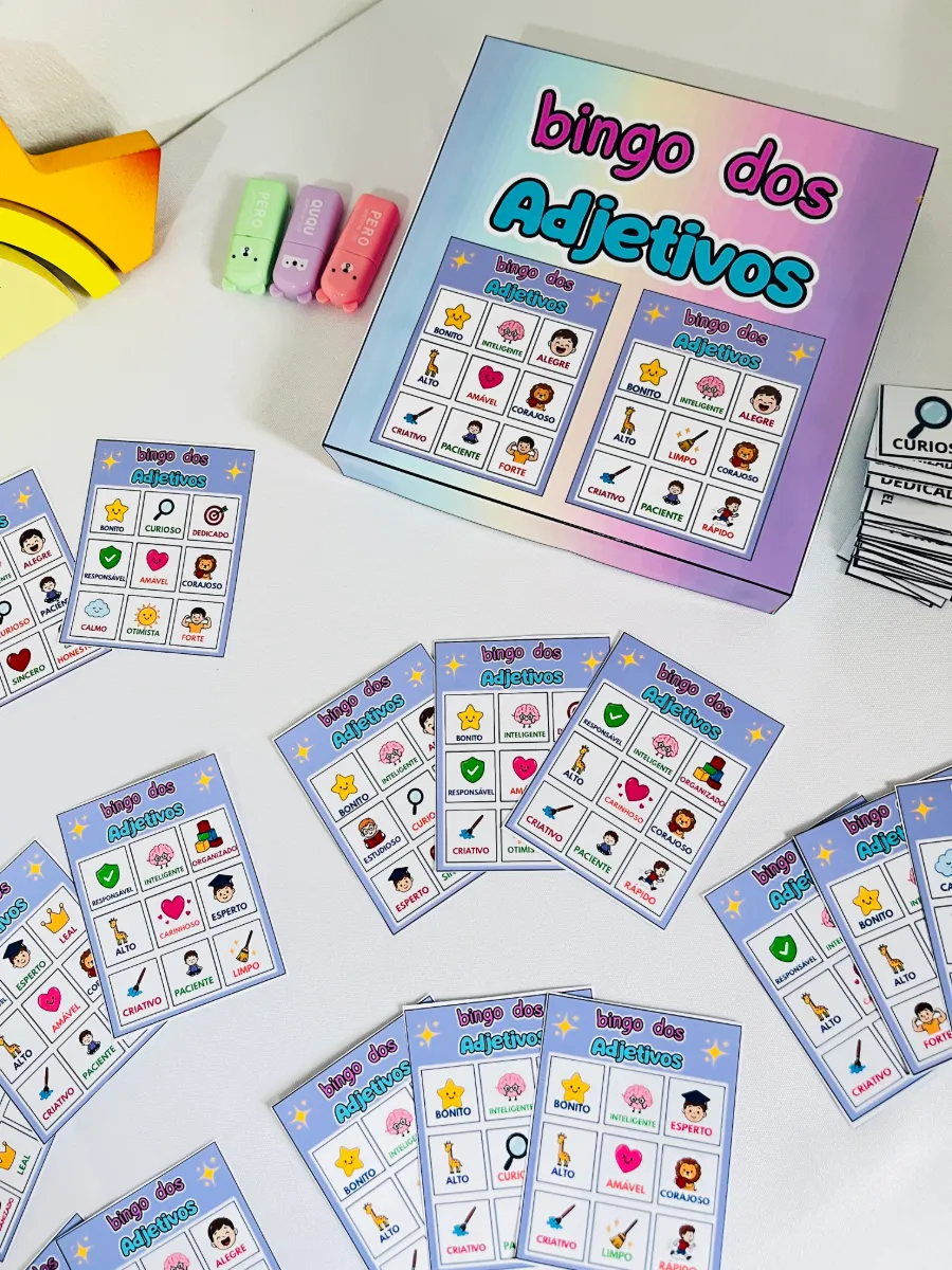 Bingo dos Adjetivos – 30 Cartelas + Cards para Sorteio — amostra 1: 🌟 BINGO DOS ADJETIVOS 🌟