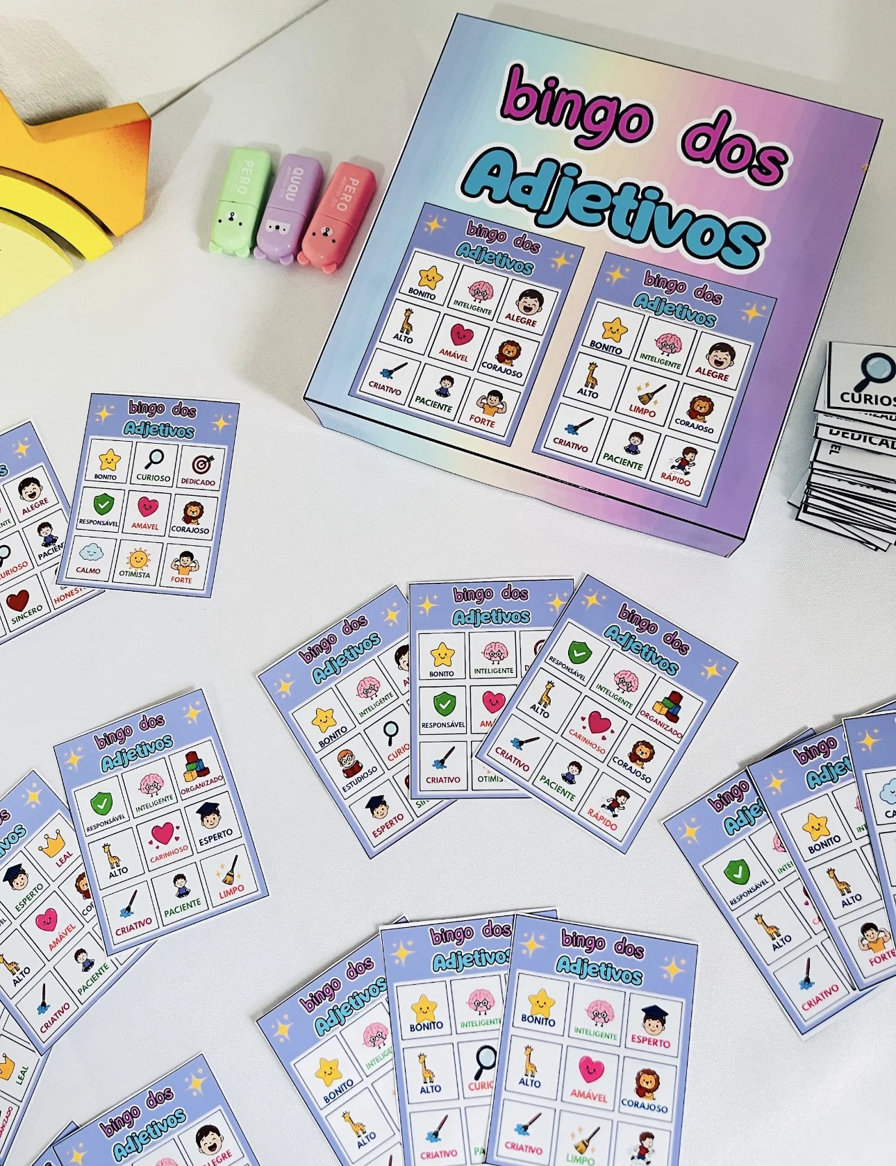 Bingo dos adjetivos — amostra 2: 🌟 BINGO DOS ADJETIVOS 🌟 Aprender adjetivos nunca foi tão divertido