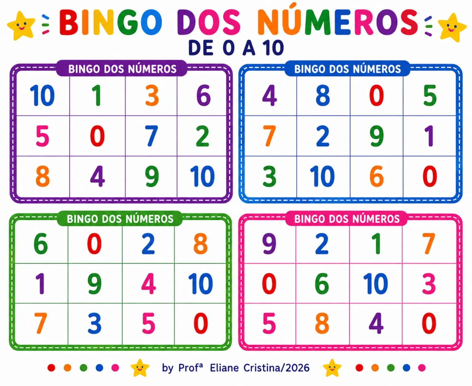 Bingo dos Números de 0 a 10 Educação Infantil e Séries Iniciais Pdf (cópia) — amostra 5: BINGO DOS NÚMEROS – DE 0 A 10 O…