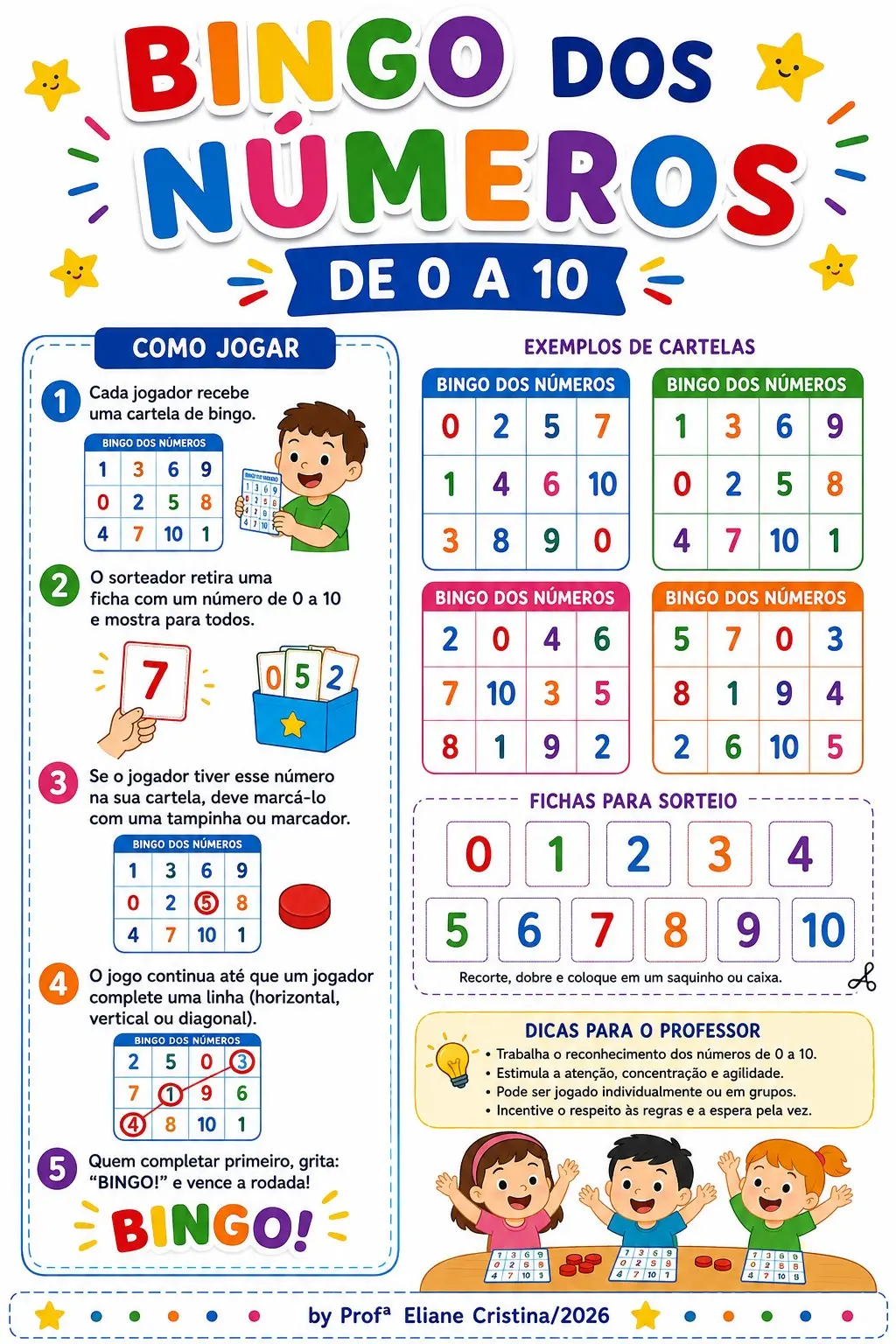 Bingo dos Números de 0 a 10 Educação Infantil e Séries Iniciais Pdf — amostra 2: BINGO DOS NÚMEROS – DE 0 A 10 O Bingo dos…