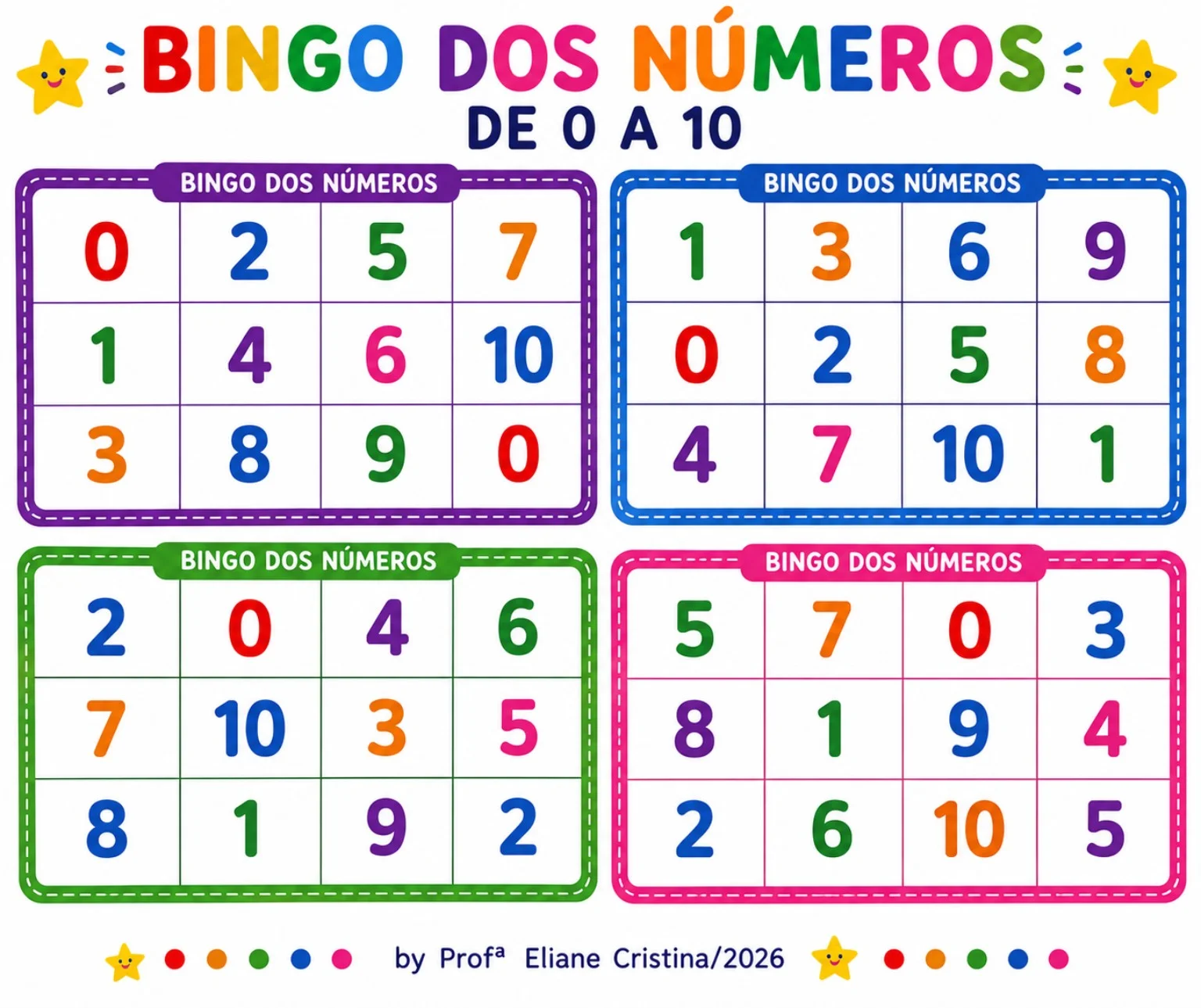 Bingo dos Números de 0 a 10 Educação Infantil e Séries Iniciais Pdf — amostra 7: BINGO DOS NÚMEROS – DE 0 A 10 O Bingo dos…