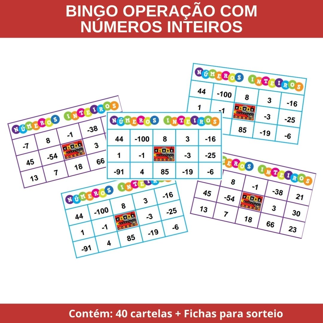 Bingo dos números inteiros – Material Pedagógico — Matemática para Fundamental II (6º–9º): O bingo dos números inteiros é…