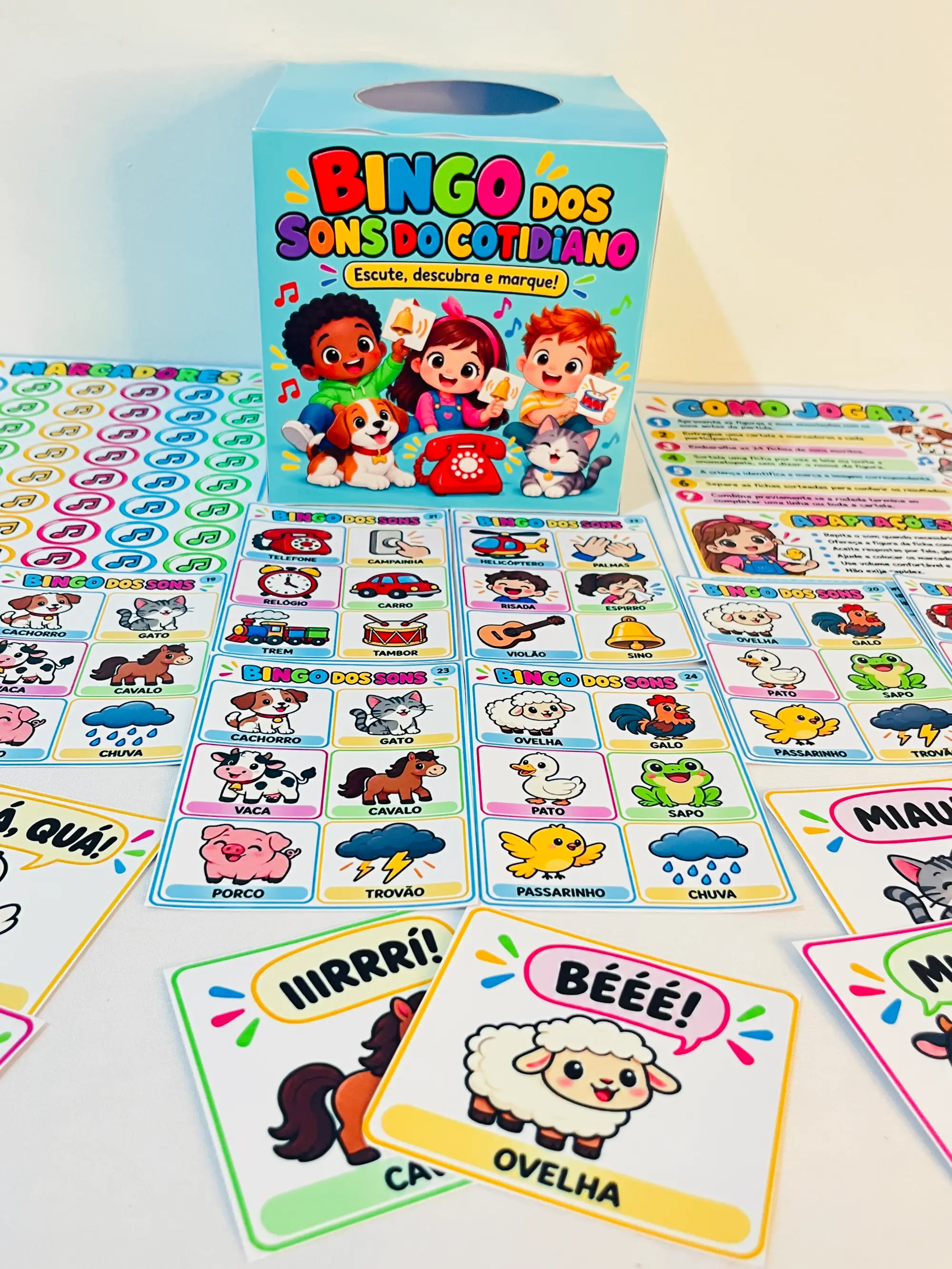 Bingo dos Sons do Cotidiano - Educação Infantil — amostra 1: 🎵 Bingo dos Sons do Cotidiano — Caixa Imprimível