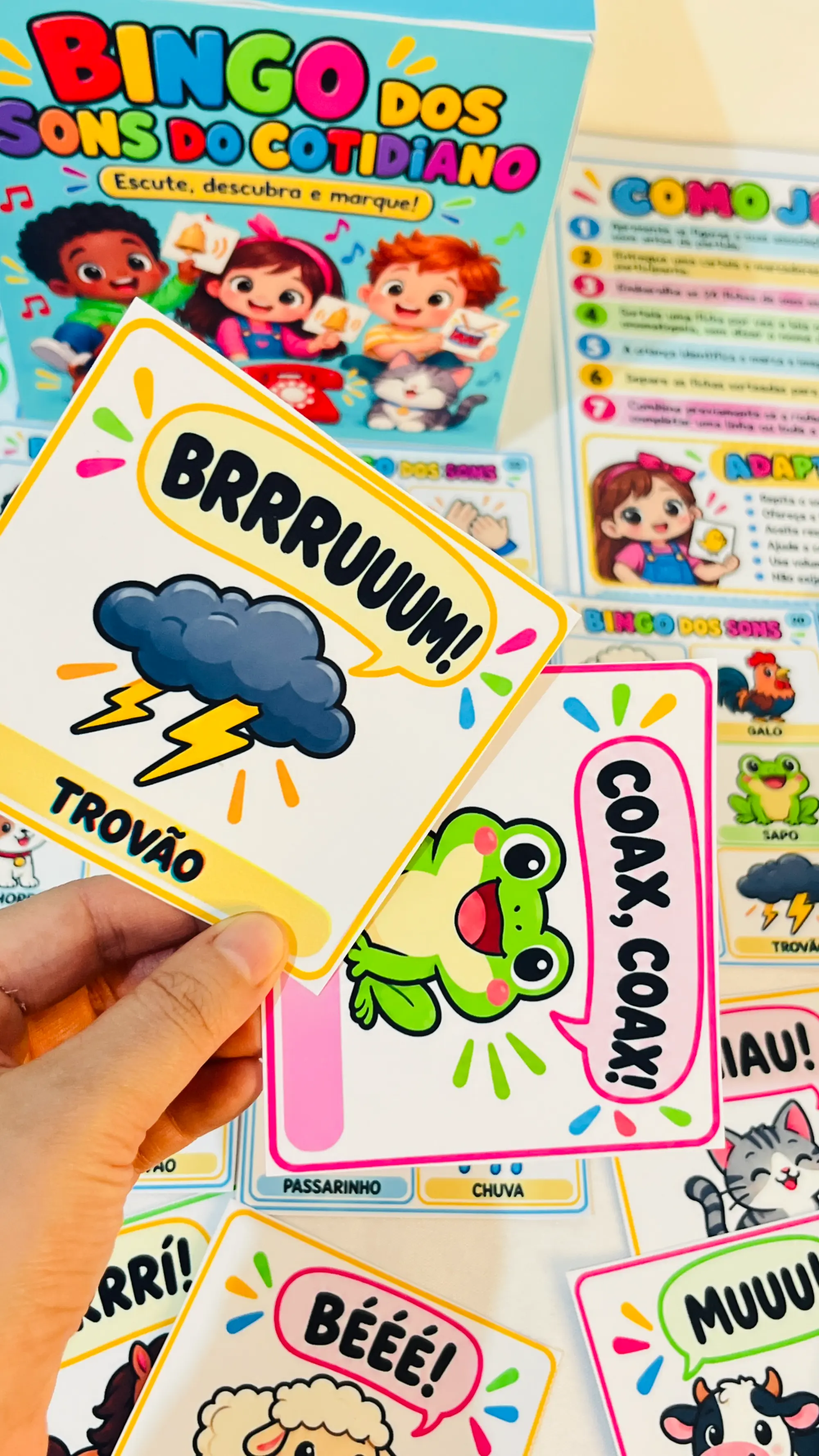Bingo dos Sons do Cotidiano - Educação Infantil — amostra 5: Caixa imprimível para guardar o Bingo dos Sons do Cotidiano