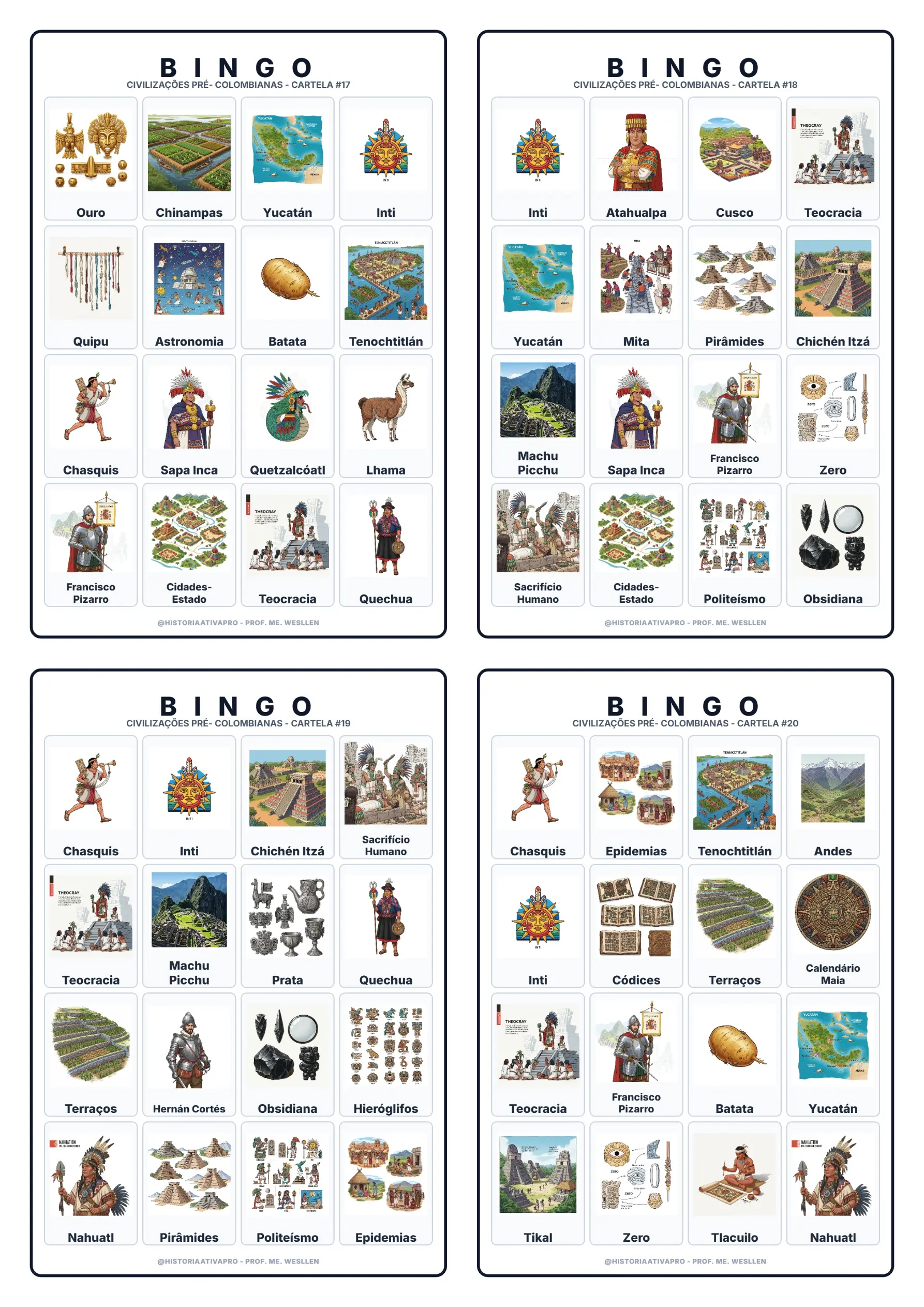 Bingo História: - Maias, Astecas e Incas — amostra 1: Jogo de Bingo sobre as Civilizações Pré-Colombianas (Maias, Astecas e… Bingo História: - Maias, Astecas e Incas — amostra 1: Jogo de Bingo sobre as Civilizações Pré-Colombianas (Maias, Astecas e…