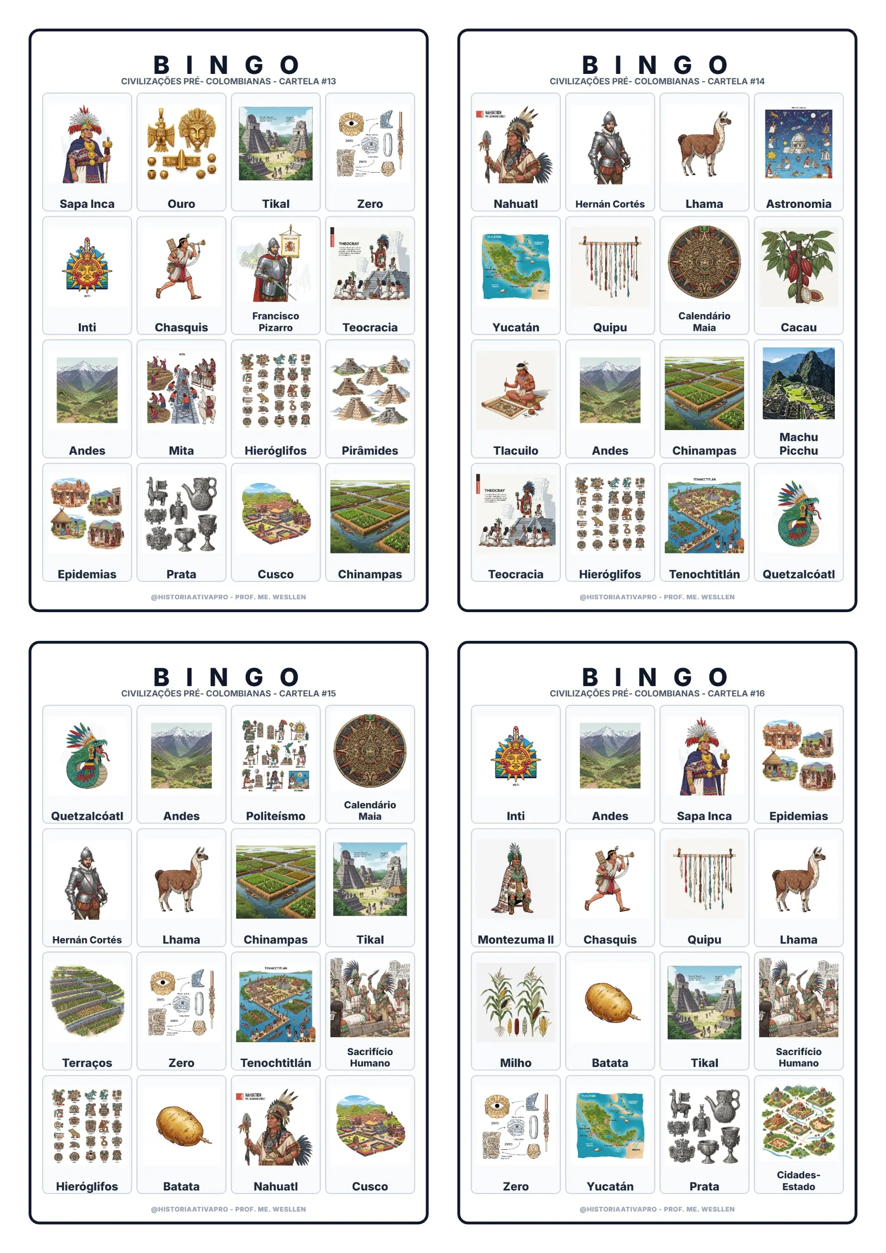 Bingo História: - Maias, Astecas e Incas — amostra 2: Jogo de Bingo sobre as Civilizações Pré-Colombianas (Maias, Astecas e… Bingo História: - Maias, Astecas e Incas — amostra 2: Jogo de Bingo sobre as Civilizações Pré-Colombianas (Maias, Astecas e…