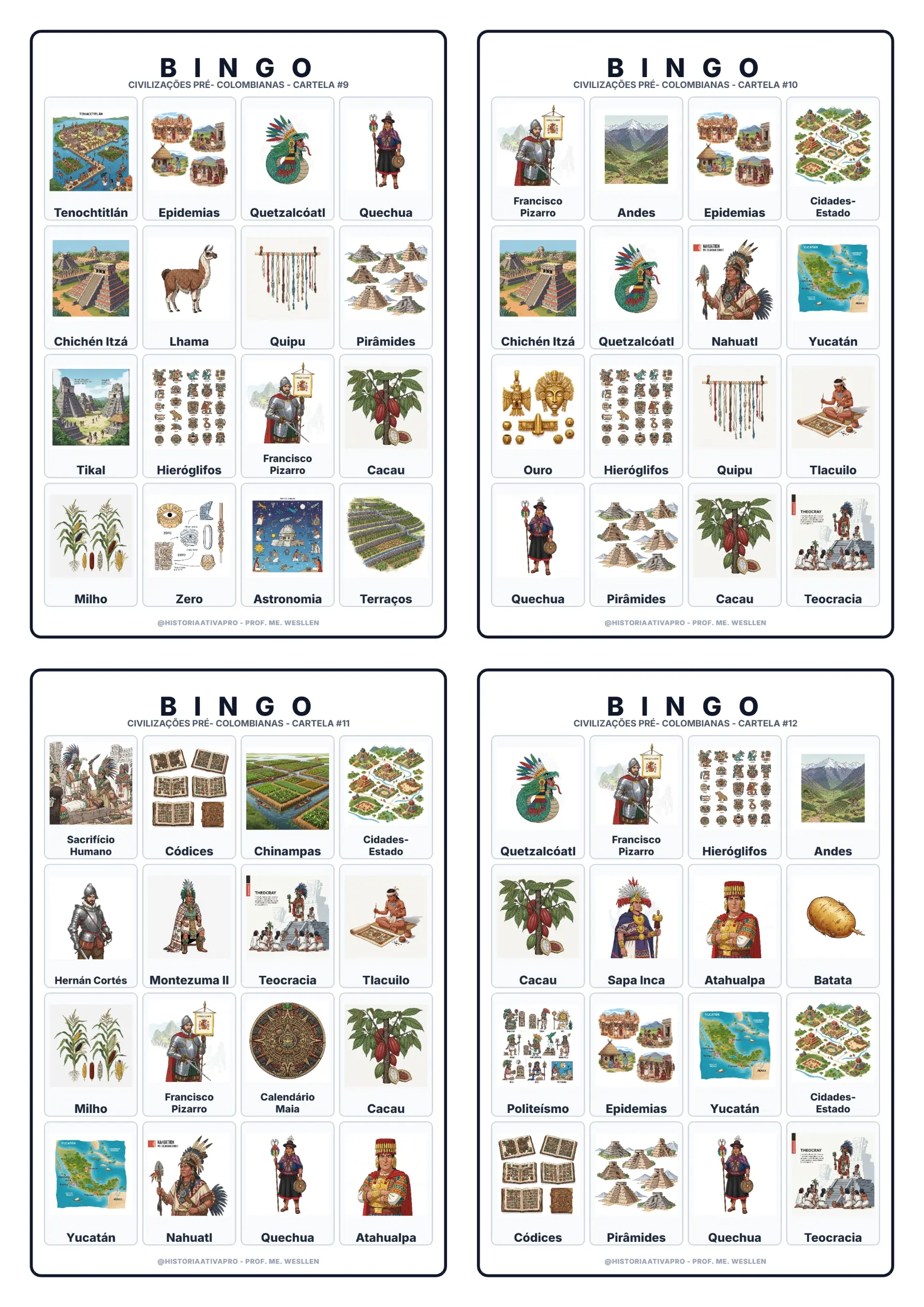 Bingo História: - Maias, Astecas e Incas — amostra 3: Jogo de Bingo sobre as Civilizações Pré-Colombianas (Maias, Astecas e… Bingo História: - Maias, Astecas e Incas — amostra 3: Jogo de Bingo sobre as Civilizações Pré-Colombianas (Maias, Astecas e…