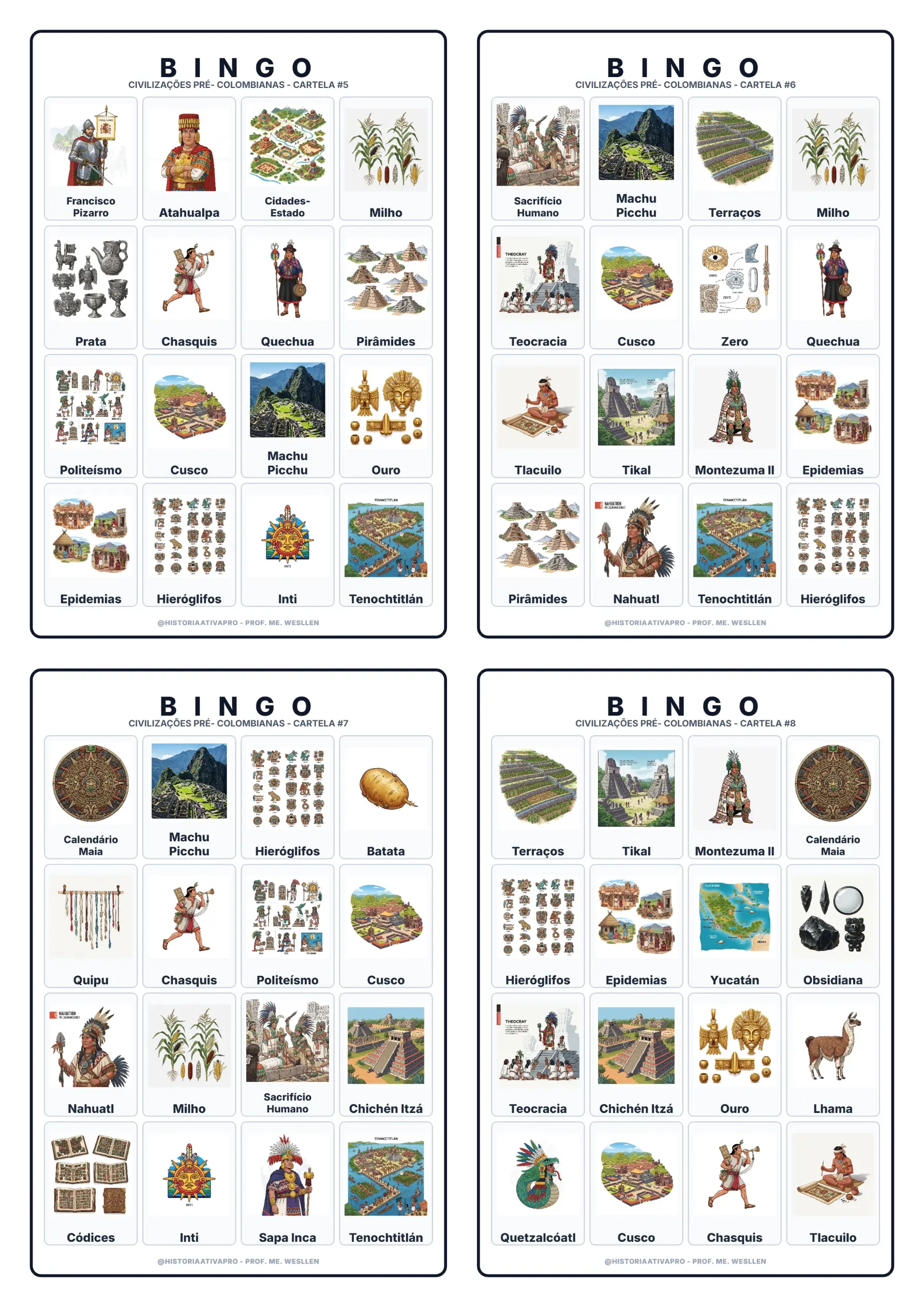Bingo História: - Maias, Astecas e Incas — amostra 4: Jogo de Bingo sobre as Civilizações Pré-Colombianas (Maias, Astecas e… Bingo História: - Maias, Astecas e Incas — amostra 4: Jogo de Bingo sobre as Civilizações Pré-Colombianas (Maias, Astecas e…