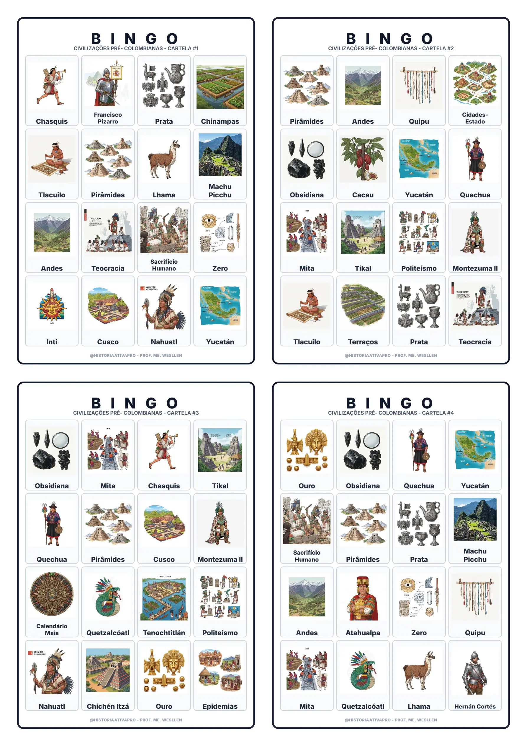 Bingo História: - Maias, Astecas e Incas — amostra 5: Jogo de Bingo sobre as Civilizações Pré-Colombianas (Maias, Astecas e… Bingo História: - Maias, Astecas e Incas — amostra 5: Jogo de Bingo sobre as Civilizações Pré-Colombianas (Maias, Astecas e…