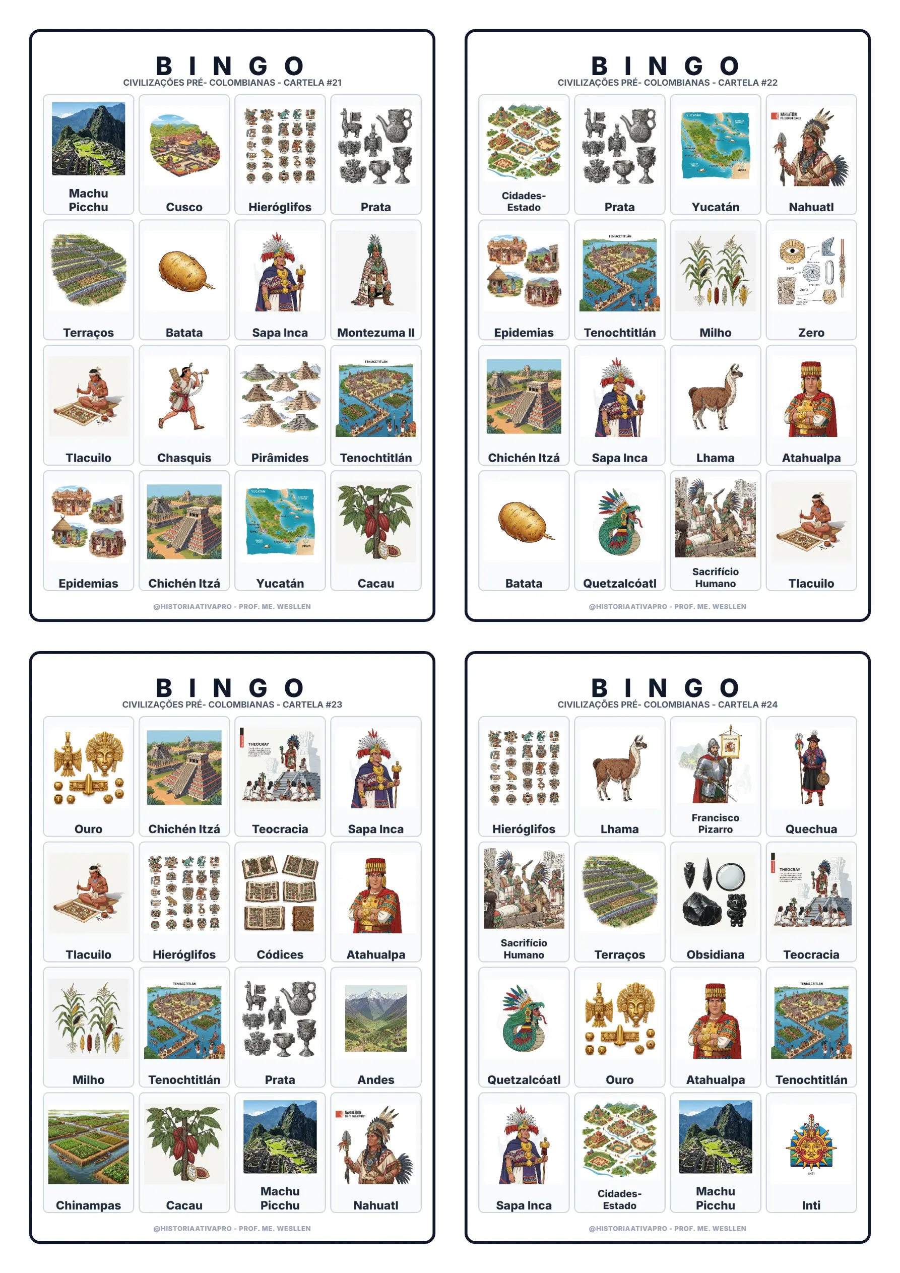 Bingo História: - Maias, Astecas e Incas — Jogos pedagógicos para Fundamental II (6º–9º): Jogo de Bingo sobre as…