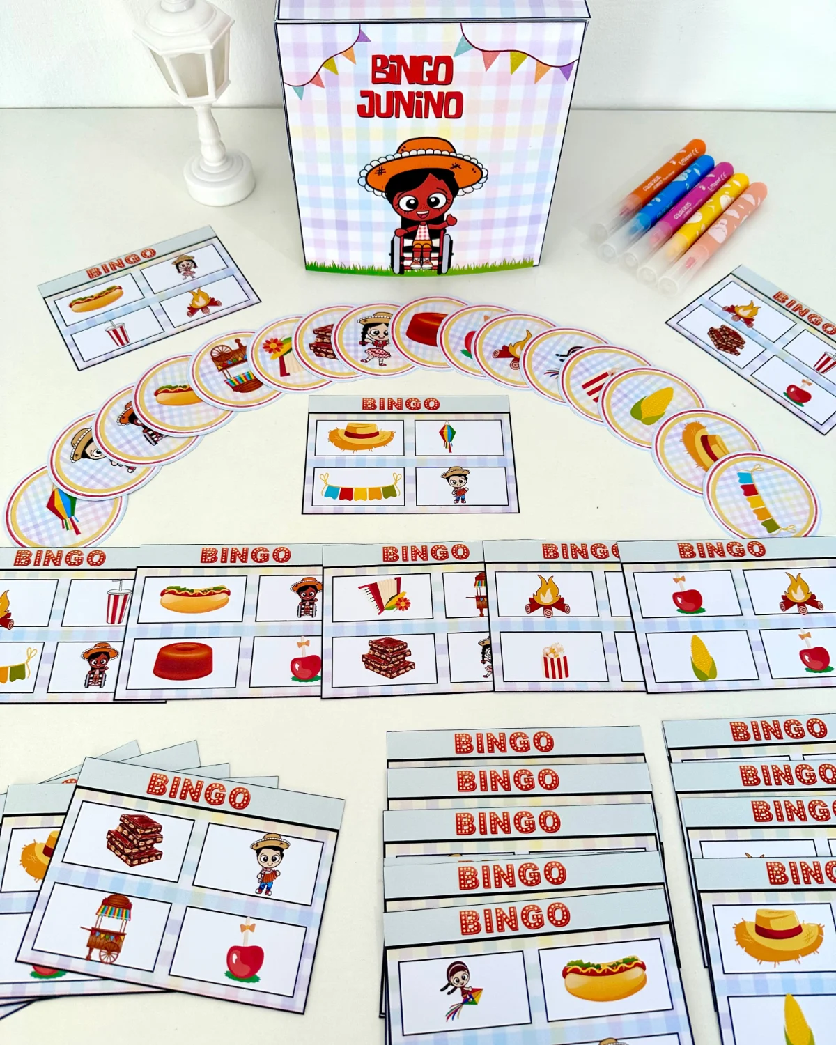 Bingo Junino - 28 Cartelas Diferentes — amostra 6: Arquivo digital em PDF com 28 cartelas diferentes de Bingo Junino…