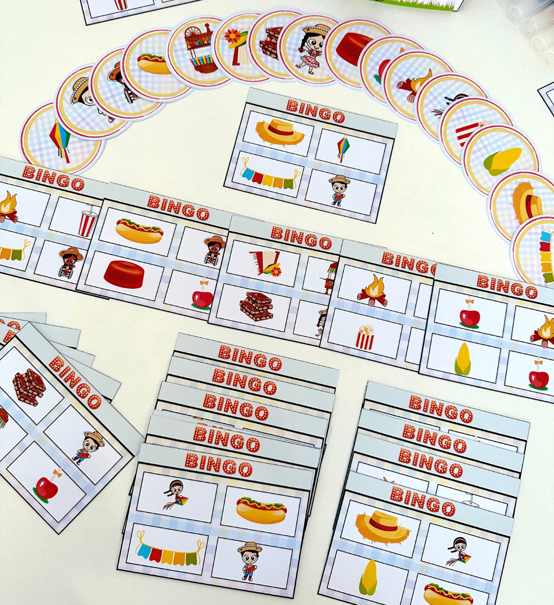 Bingo Junino para Imprimir com 28 Cartelas Diferentes — amostra 1: Bingo Junino para imprimir e aprender brincando