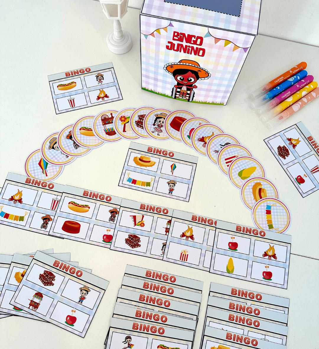 Bingo Junino para Imprimir com 28 Cartelas Diferentes — amostra 2: O que acompanha o material