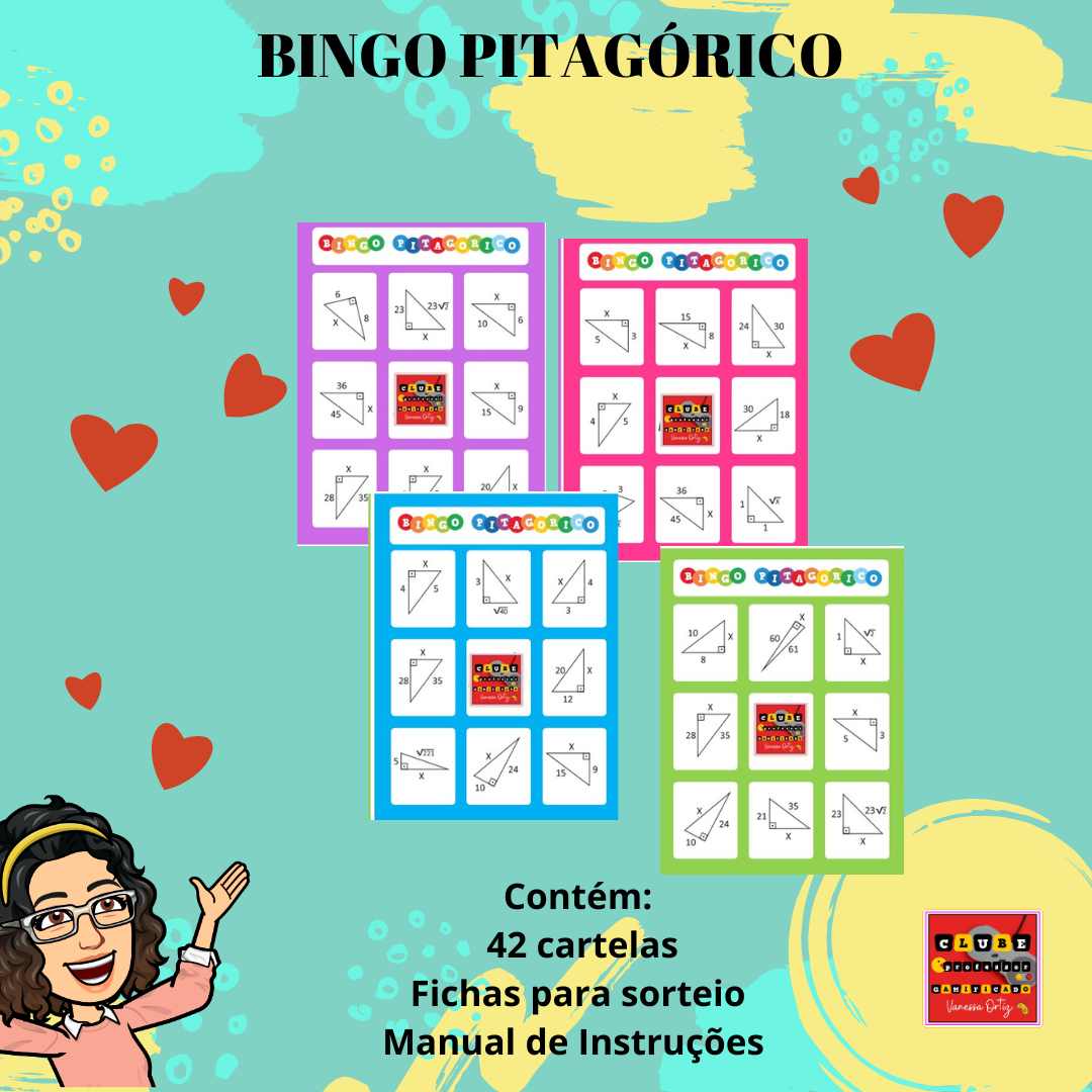 Bingo pitagórico / bingo teorema de pitágoras – PDF para Imprimir — Matemática para Fundamental II (6º–9º): Este recurso é…