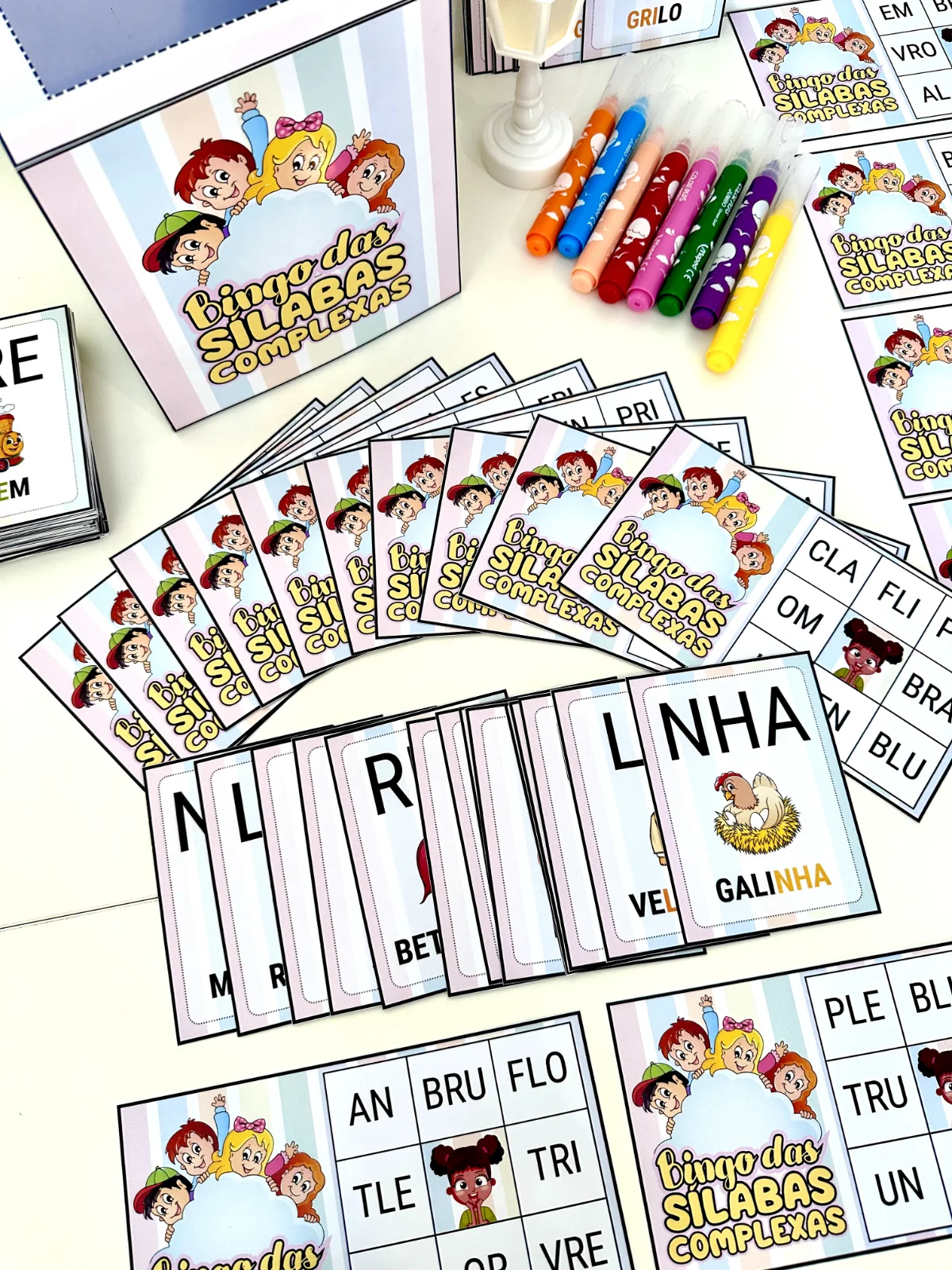 Bingo Silabas Complexas para alfabetização — amostra 3: Arquivo Bingo das Sílabas Complexas para trabalhar o conteúdo com…