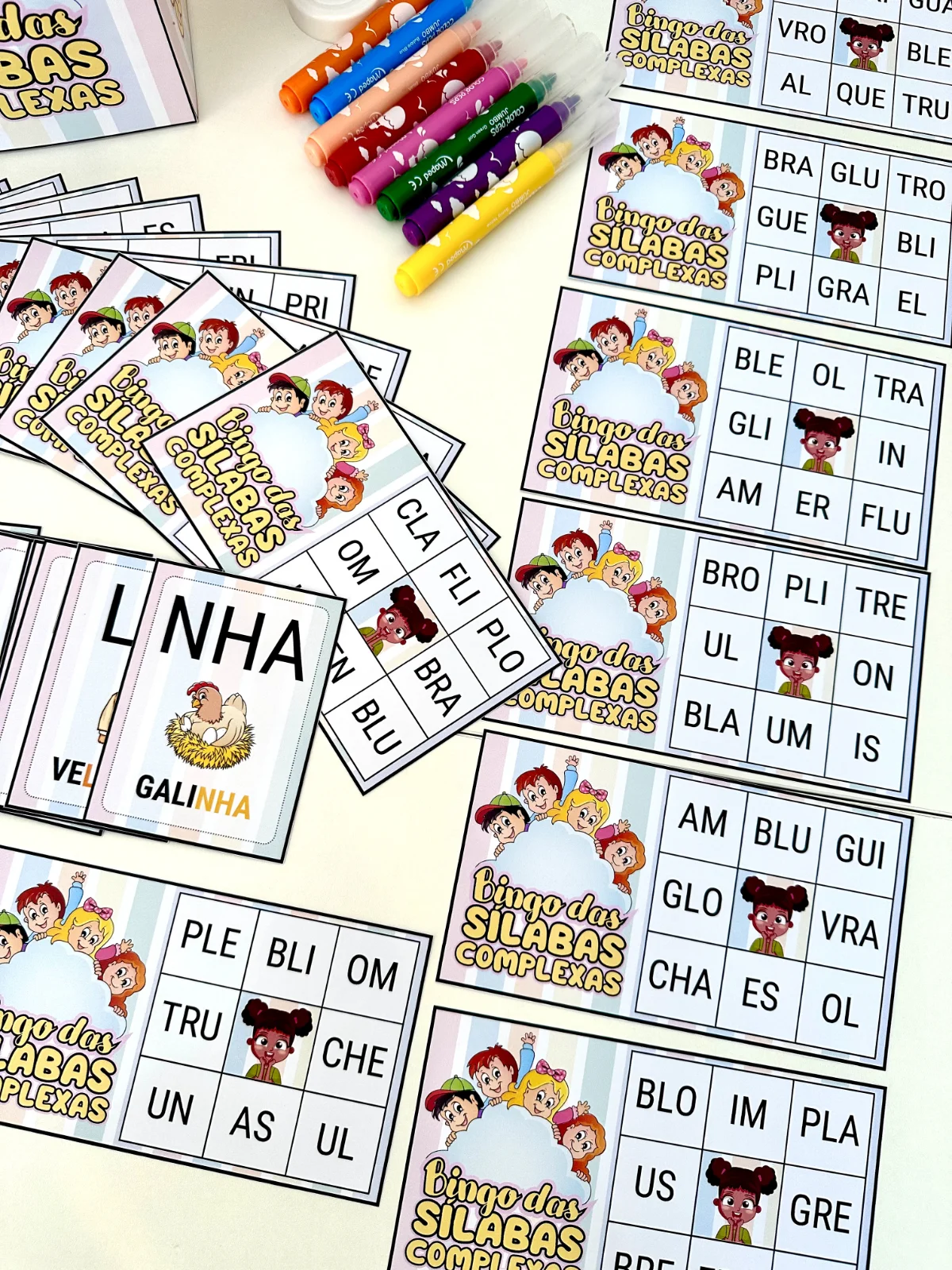 Bingo Silabas Complexas para alfabetização — amostra 4: Arquivo Bingo das Sílabas Complexas para trabalhar o conteúdo com…