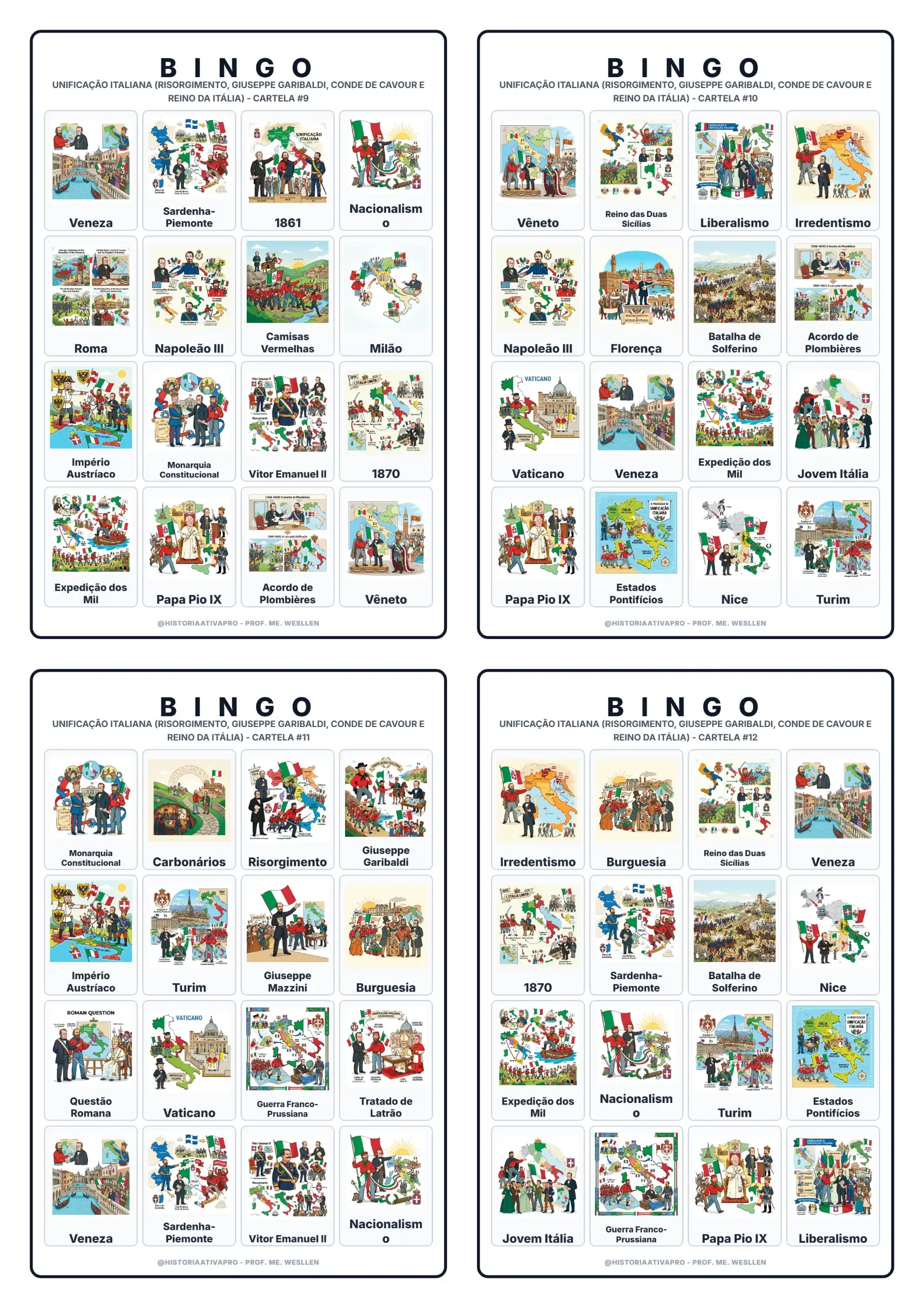 Bingo Unificação Italiana PDF: Jogo de História 8º Ano — amostra 5: Jogo de História pronto para imprimir: Bingo da… Bingo Unificação Italiana PDF: Jogo de História 8º Ano — amostra 5: Jogo de História pronto para imprimir: Bingo da…