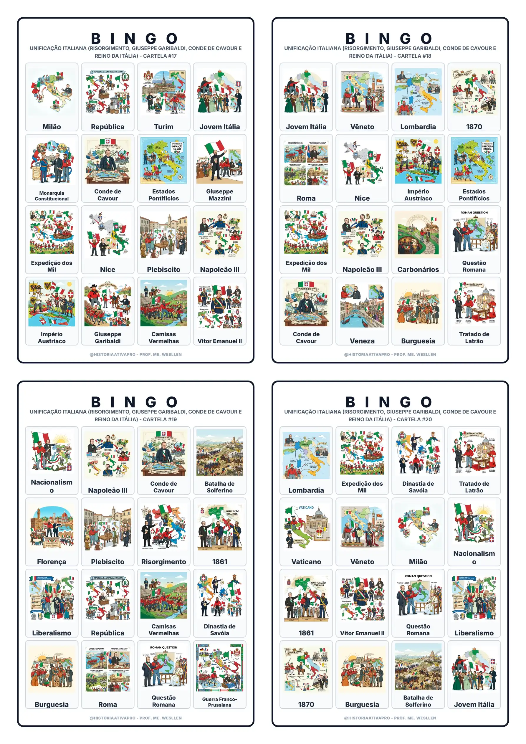 Bingo Unificação Italiana PDF: Jogo de História 8º Ano — amostra 7: Jogo de História pronto para imprimir: Bingo da… Bingo Unificação Italiana PDF: Jogo de História 8º Ano — amostra 7: Jogo de História pronto para imprimir: Bingo da…