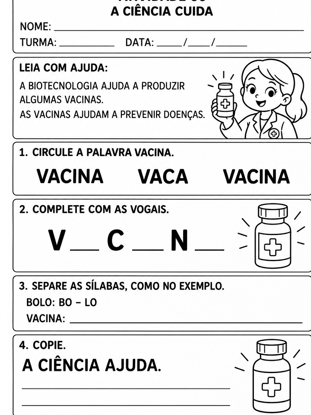Biotecnologia Adaptada: 10 Atividades de Alfabetização + Avaliação — amostra 4: Biotecnologia com apoio visual: 10…