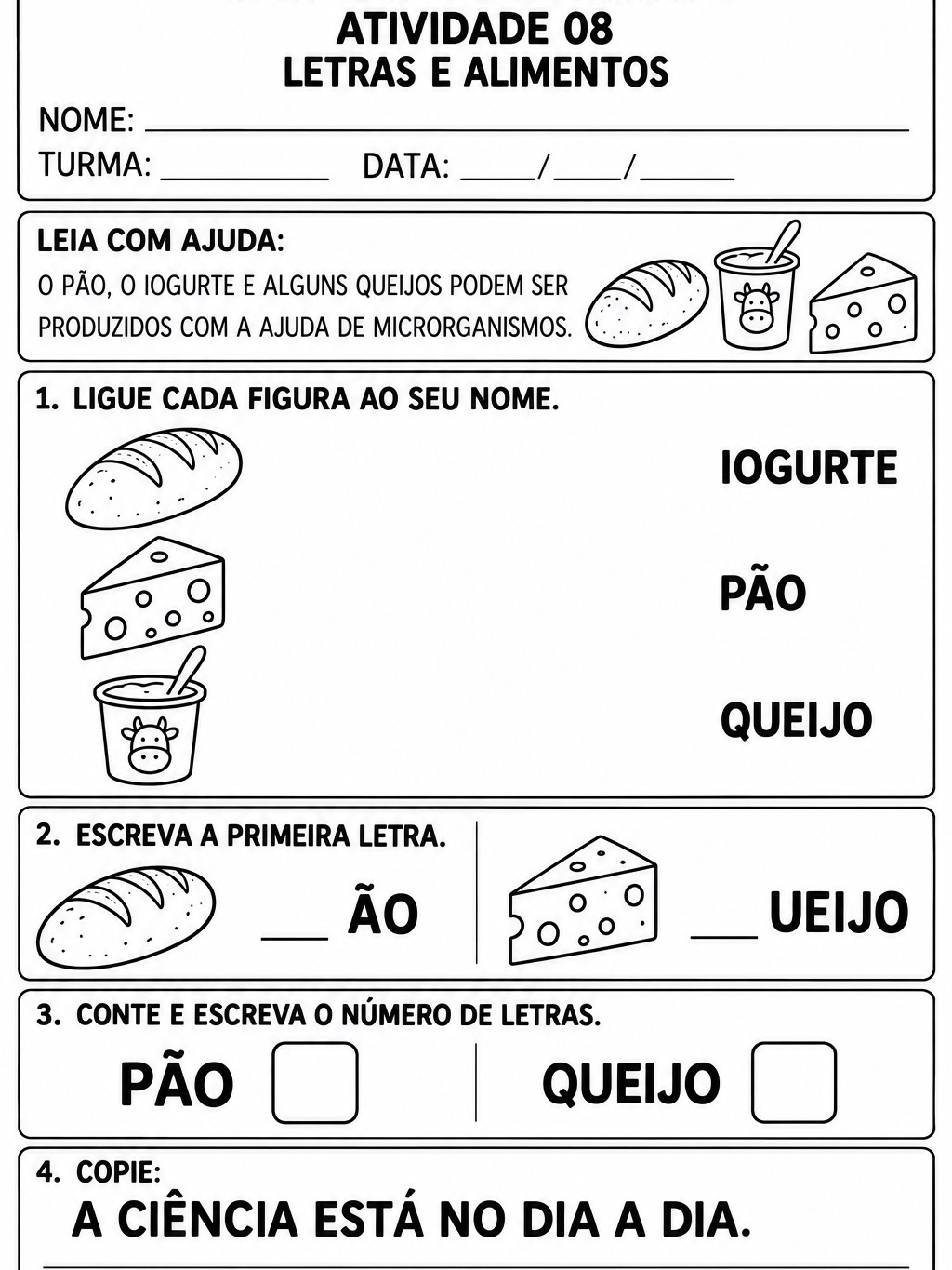 Biotecnologia Adaptada: 10 Atividades de Alfabetização + Avaliação — amostra 5: Biotecnologia com apoio visual: 10…