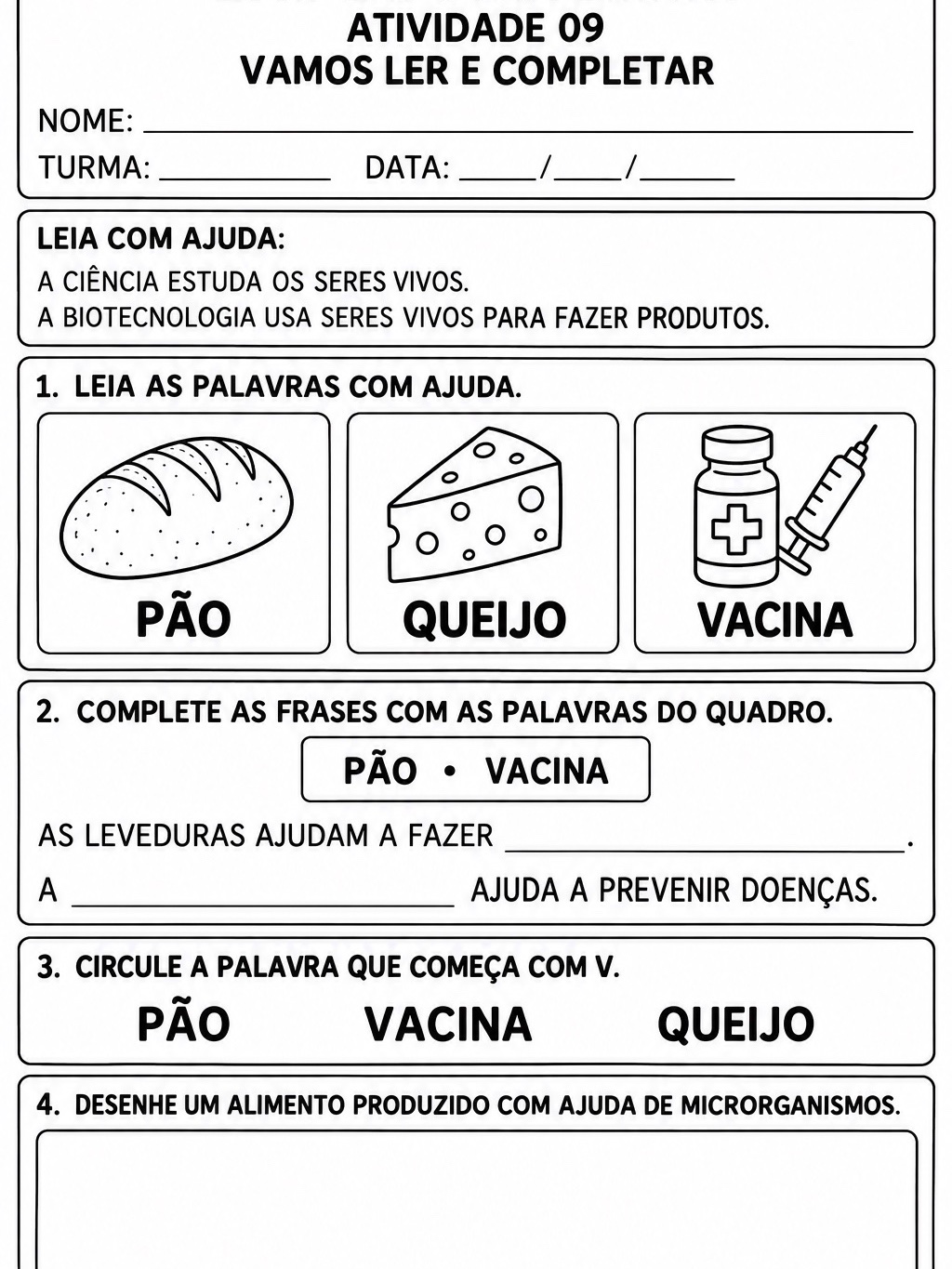 Biotecnologia Adaptada: 10 Atividades de Alfabetização + Avaliação — amostra 7: Biotecnologia com apoio visual: 10…