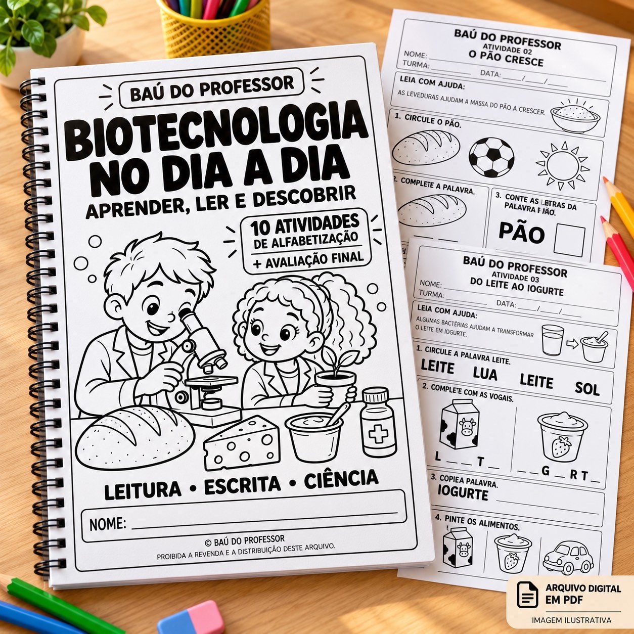 Biotecnologia Adaptada: 10 Atividades de Alfabetização + Avaliação — capa do material