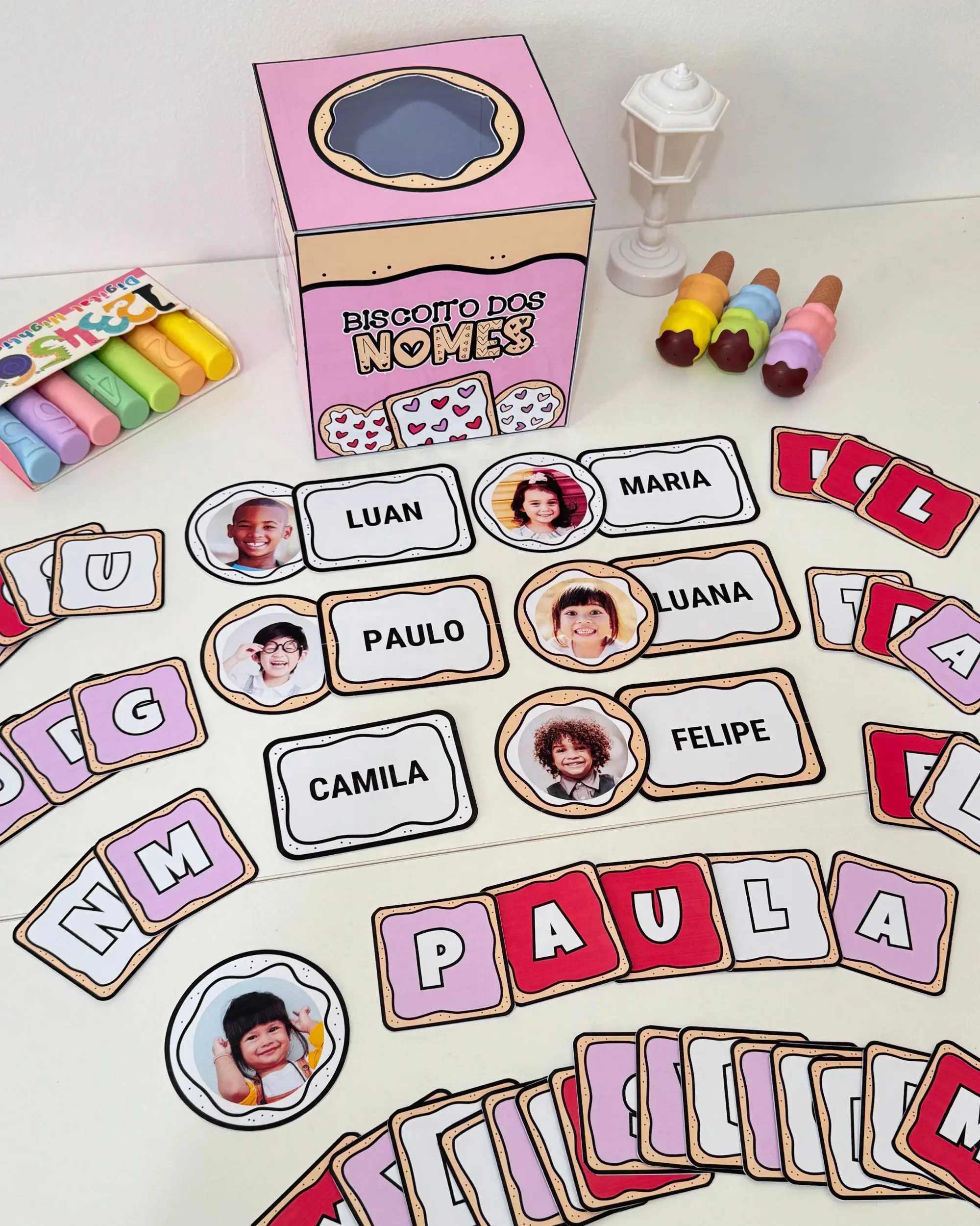 Biscoito dos Nomes | Atividade Nome Próprio na Educação Infantil | Pareamento e Letras Móveis — amostra 4: O Material…
