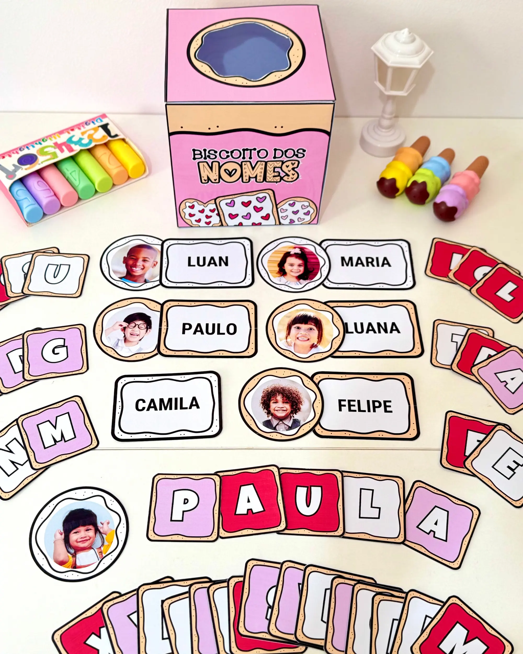 Biscoito dos Nomes | Atividade Nome Próprio na Educação Infantil | Pareamento e Letras Móveis — amostra 5: O Material…